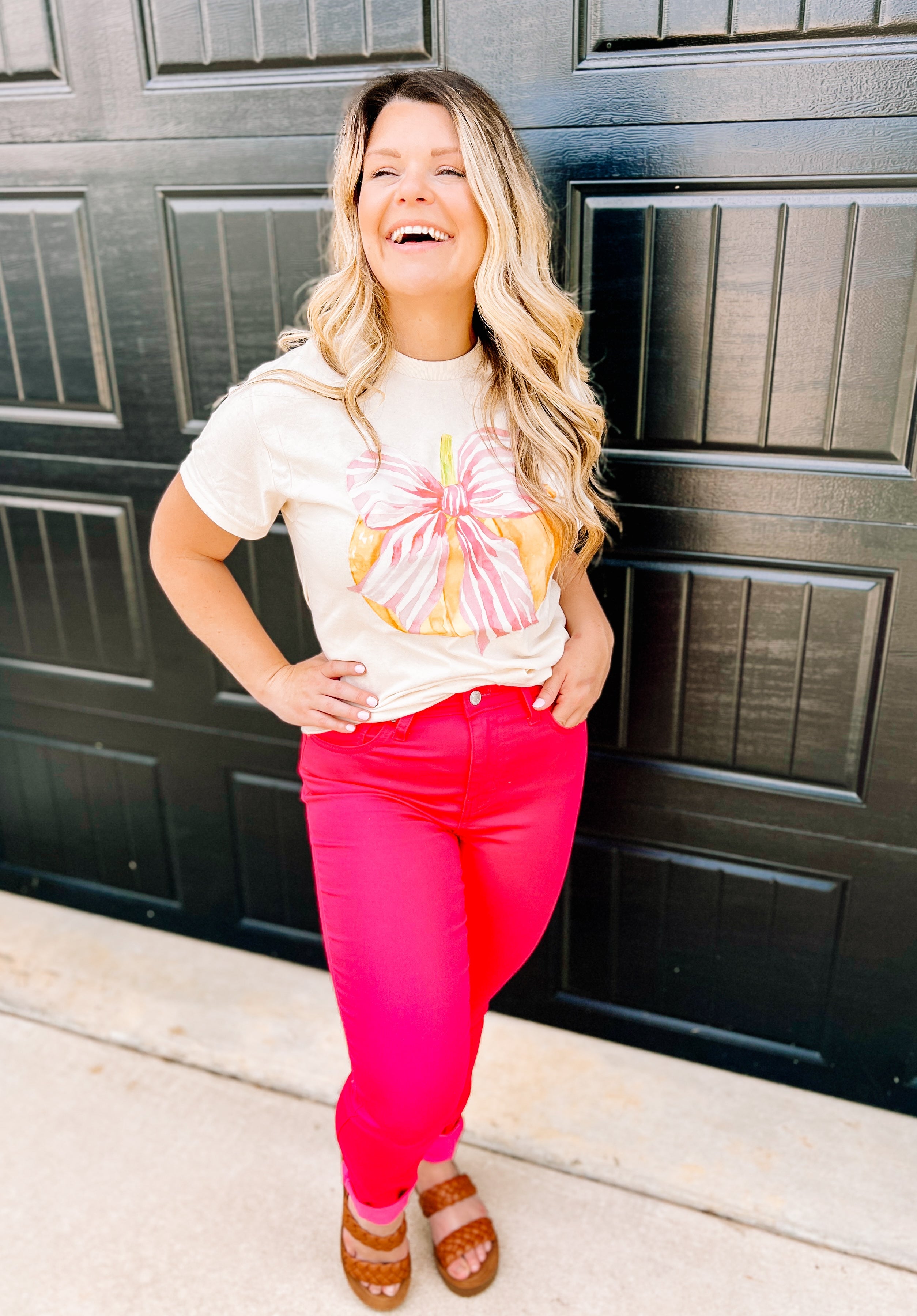 Missy Color Denim Pant - Fuchsia-Jeans-Dear Me Southern Boutique, located in DeRidder, Louisiana