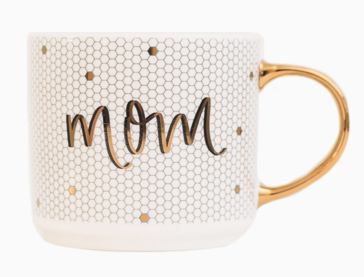 Mom Gold Tile Coffee Mug-Tumblers/Mugs-Dear Me Southern Boutique, located in DeRidder, Louisiana
