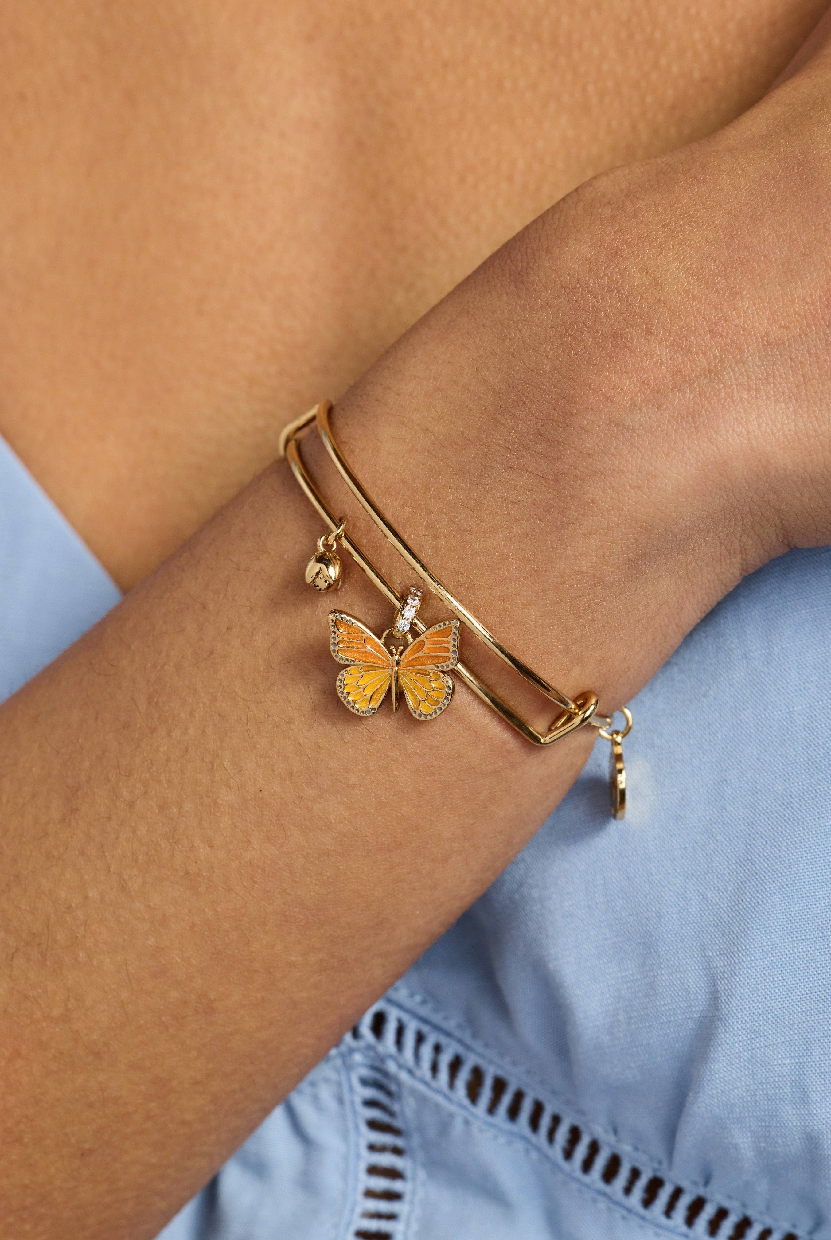 Monarch Butterfly Botanical Charm Bangle-Bracelets-Dear Me Southern Boutique, located in DeRidder, Louisiana