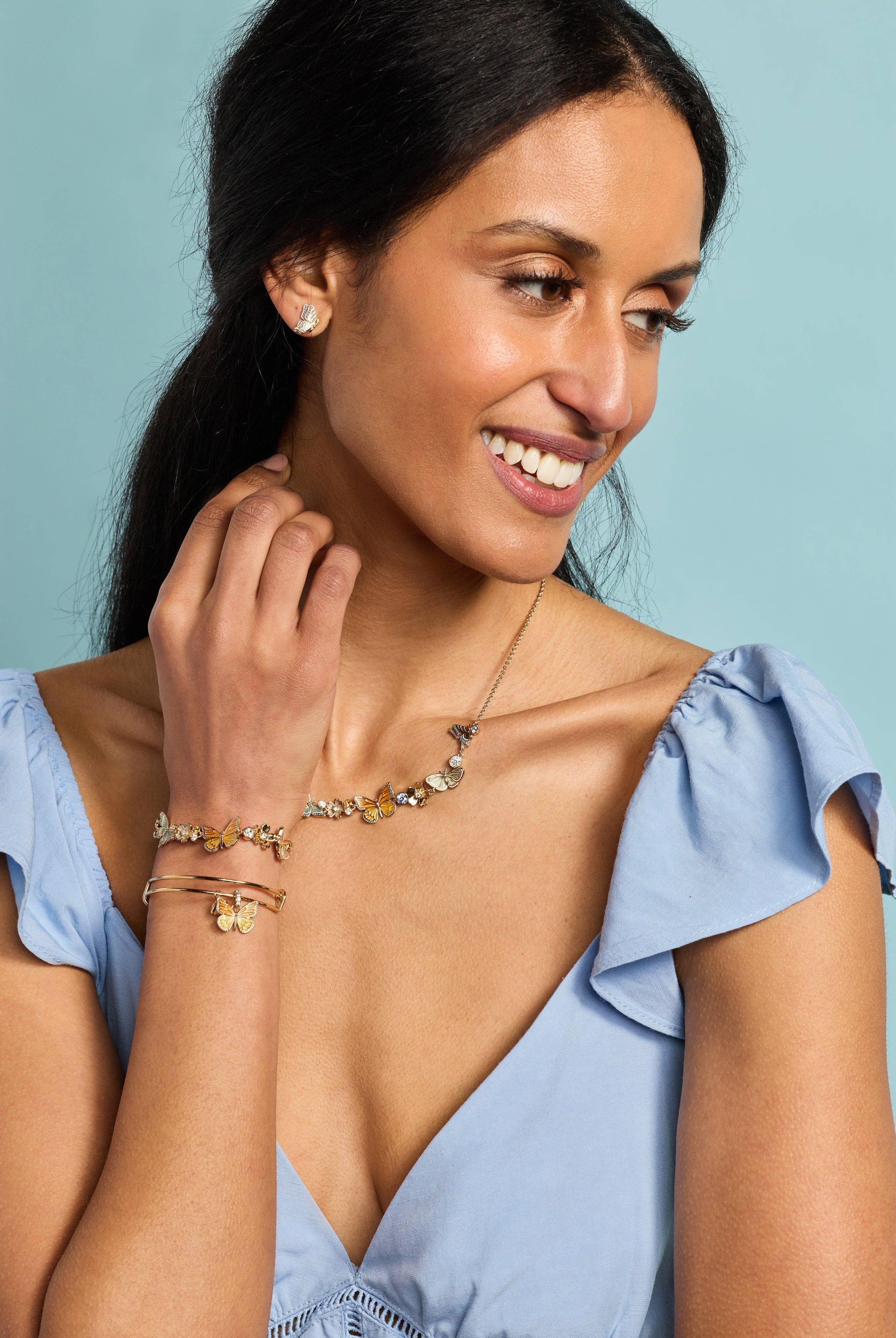 Monarch Butterfly Botanical Charm Bangle-Bracelets-Dear Me Southern Boutique, located in DeRidder, Louisiana