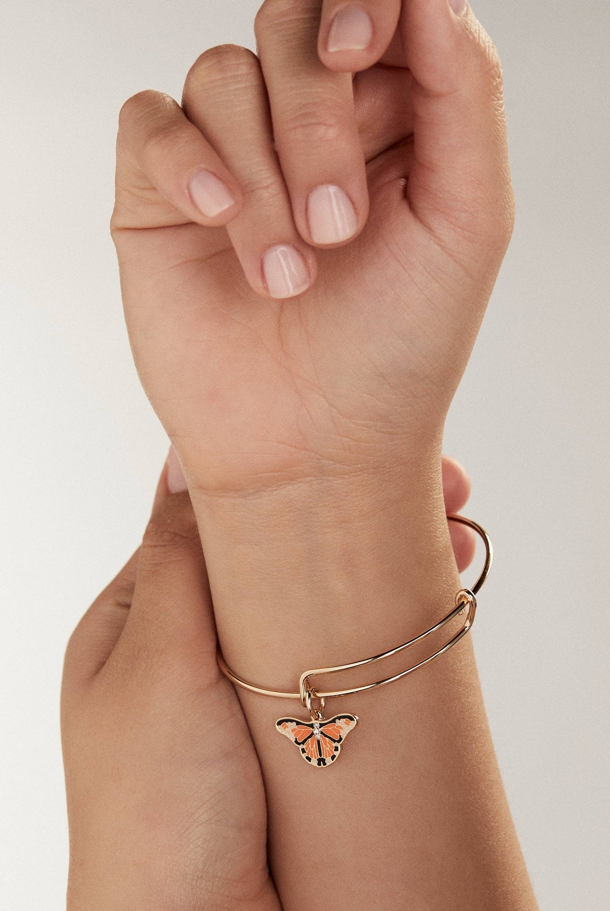 Monarch Butterfly Crystal Charm Bangle-Jewelry - Bracelets-Dear Me Southern Boutique, located in DeRidder, Louisiana