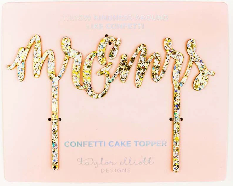 Mr & Mrs Confetti Cake Topper-Gifts-Dear Me Southern Boutique, located in DeRidder, Louisiana