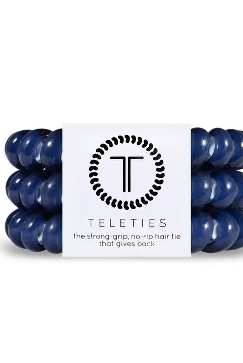 Nantucket Navy-Large Teleties-Mixed Hair Ties-Dear Me Southern Boutique, located in DeRidder, Louisiana