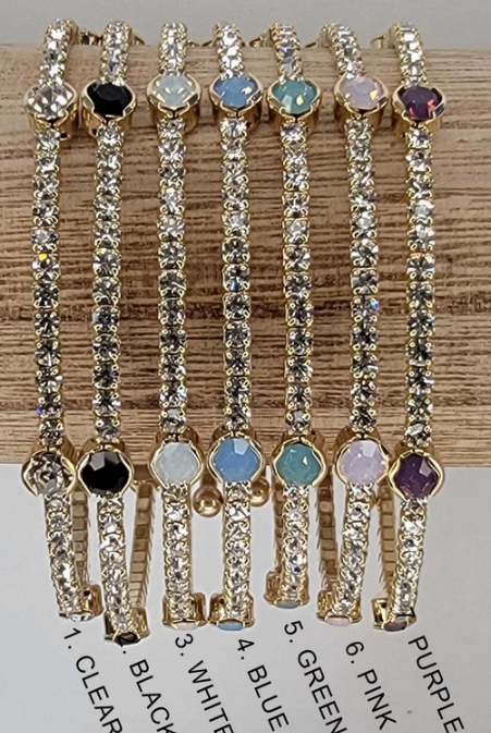 Naples Crystal Bangle - Gold Metal-Bracelets-Dear Me Southern Boutique, located in DeRidder, Louisiana