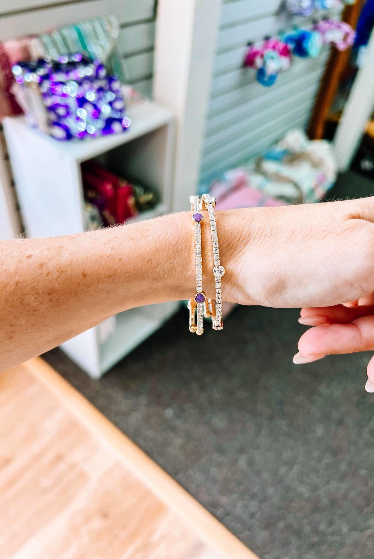 Naples Crystal Bangle - Gold Metal-Presales-Dear Me Southern Boutique, located in DeRidder, Louisiana