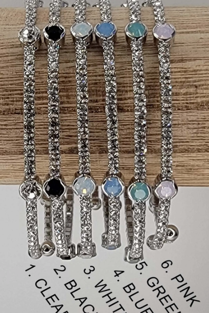 Naples Crystal Bangle - Silver Metal-Bracelets-Dear Me Southern Boutique, located in DeRidder, Louisiana