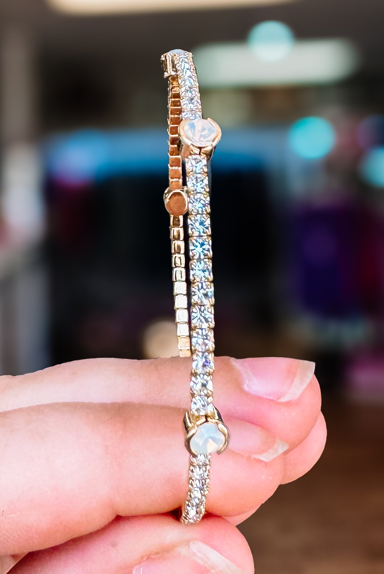 Naples Crystal Bangle - Silver Metal-Bracelets-Dear Me Southern Boutique, located in DeRidder, Louisiana