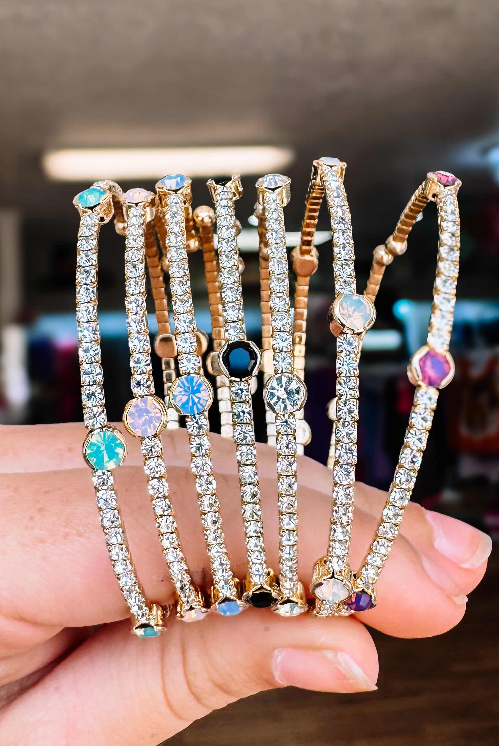 Naples Crystal Bangle - Silver Metal-Bracelets-Dear Me Southern Boutique, located in DeRidder, Louisiana