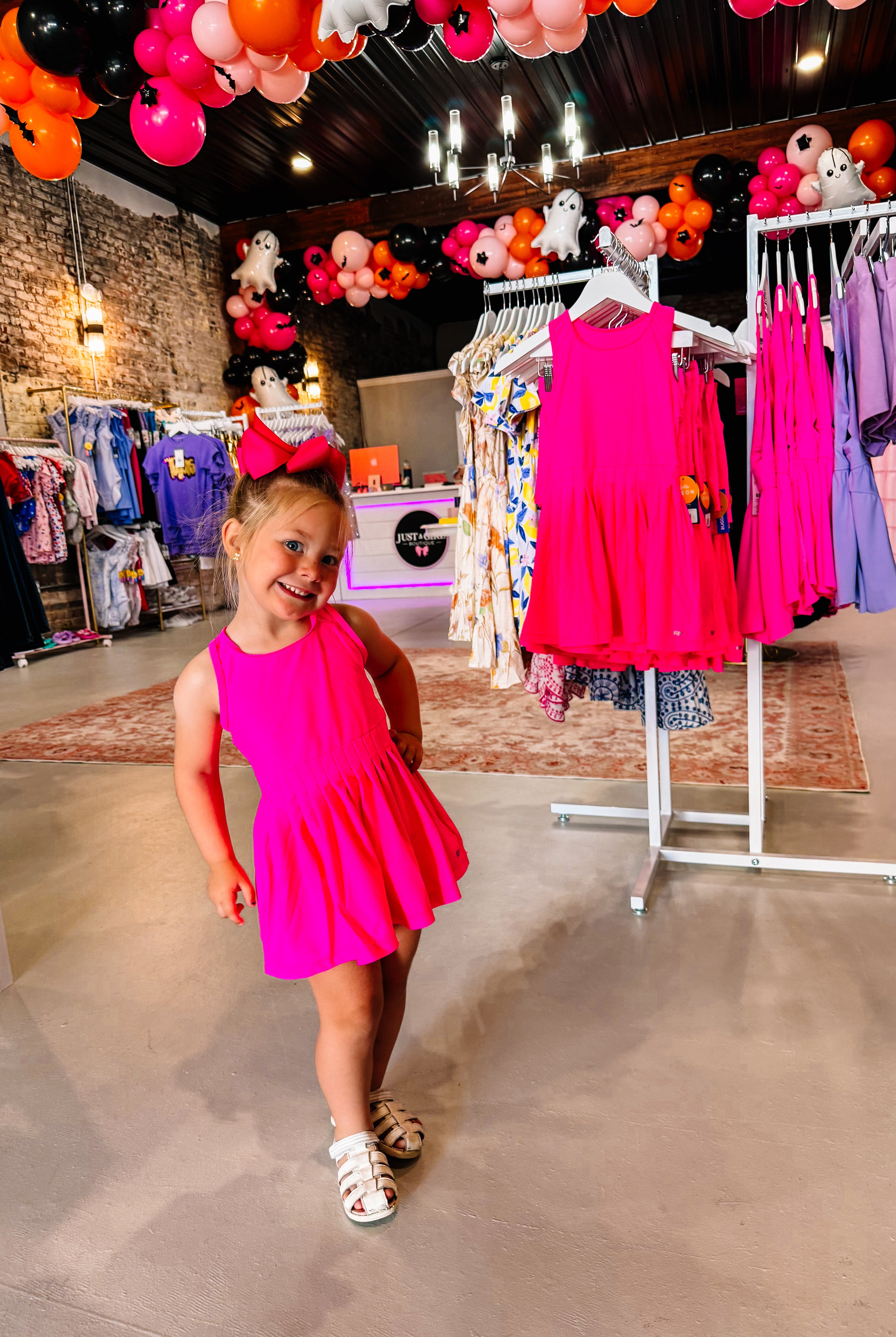 Neon Magenta Active Dress & Biker Shorts-JAG dresses-Dear Me Southern Boutique, located in DeRidder, Louisiana