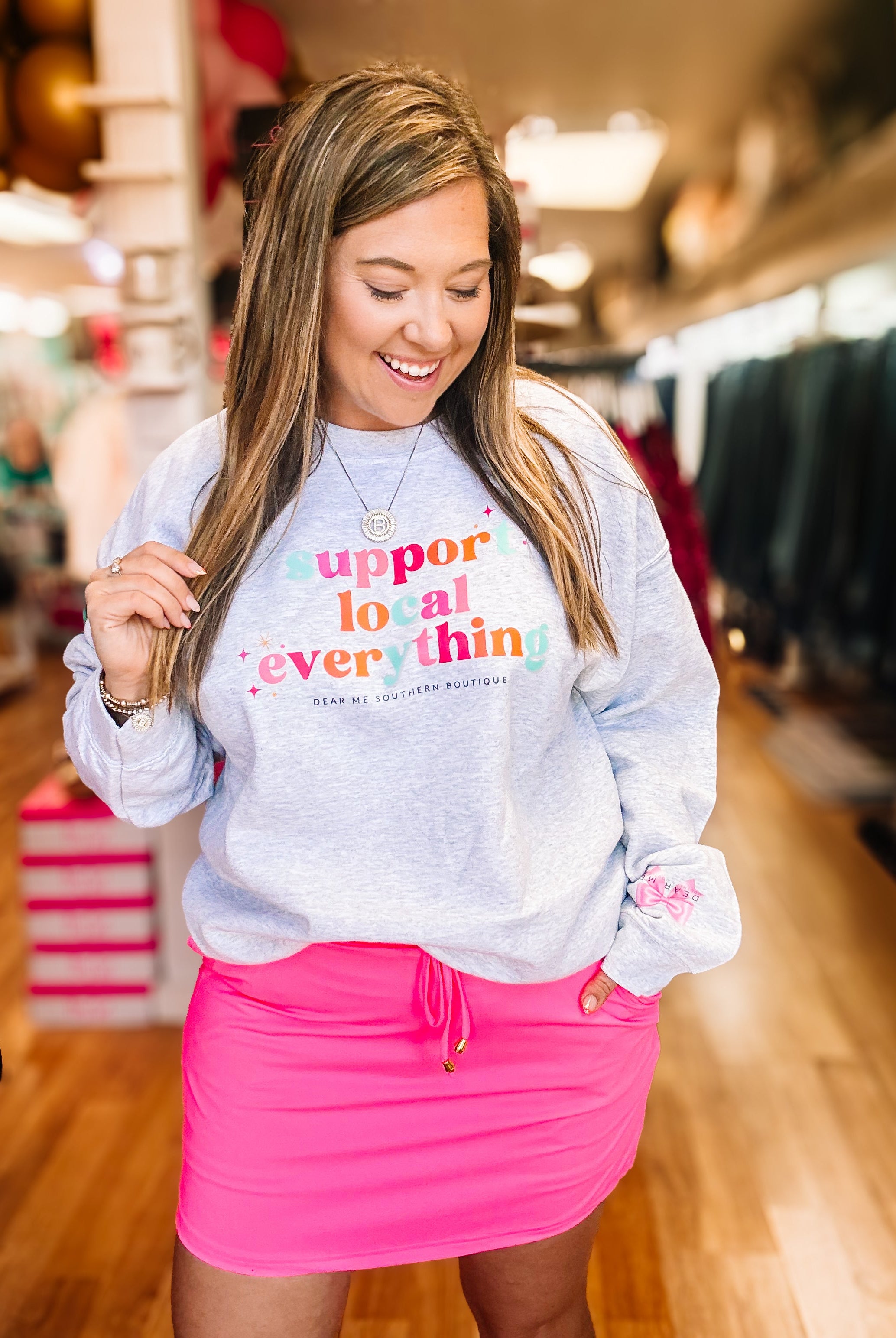 Neon Pink Everyday Skort-Skort-Dear Me Southern Boutique, located in DeRidder, Louisiana