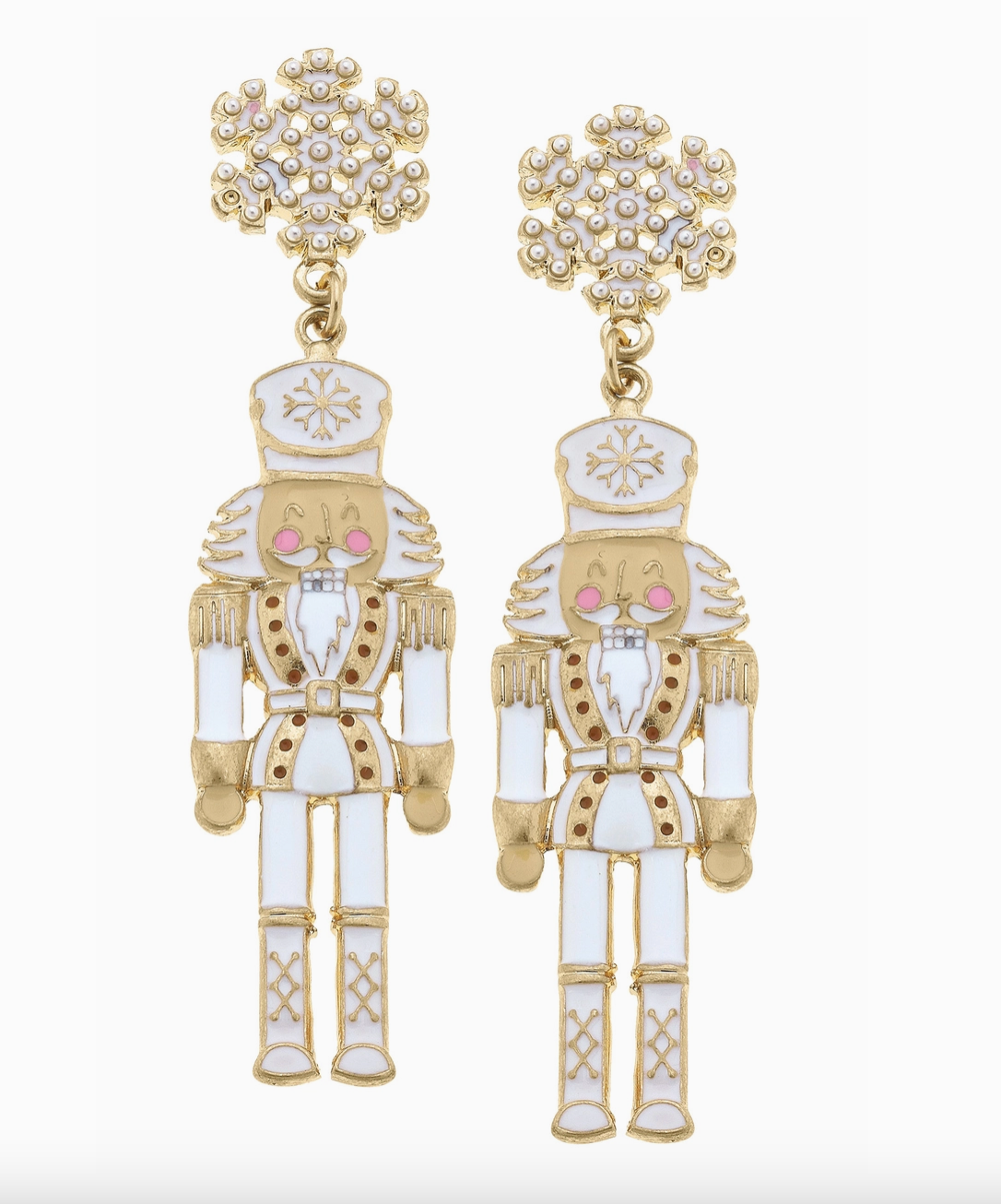 Nutcracker Pearl Studded Snowflake Earrings-Jewelry - Earrings-Dear Me Southern Boutique, located in DeRidder, Louisiana