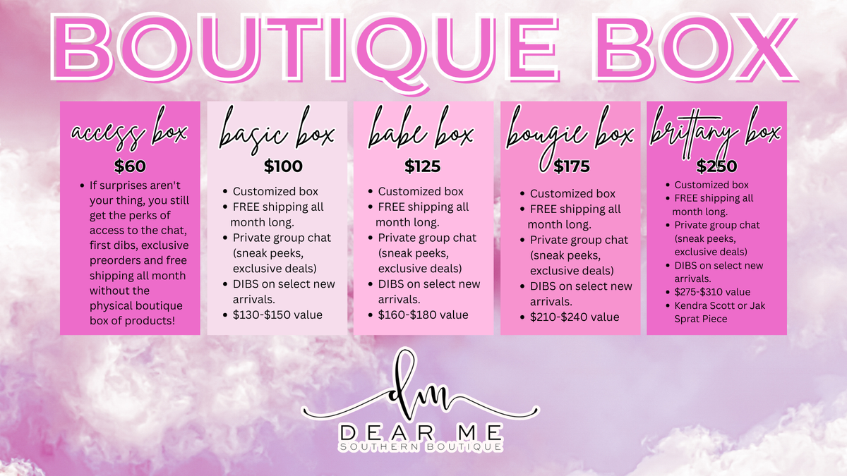 October Dear Me Boutique Boxes-Boutique Box-Dear Me Southern Boutique, located in DeRidder, Louisiana