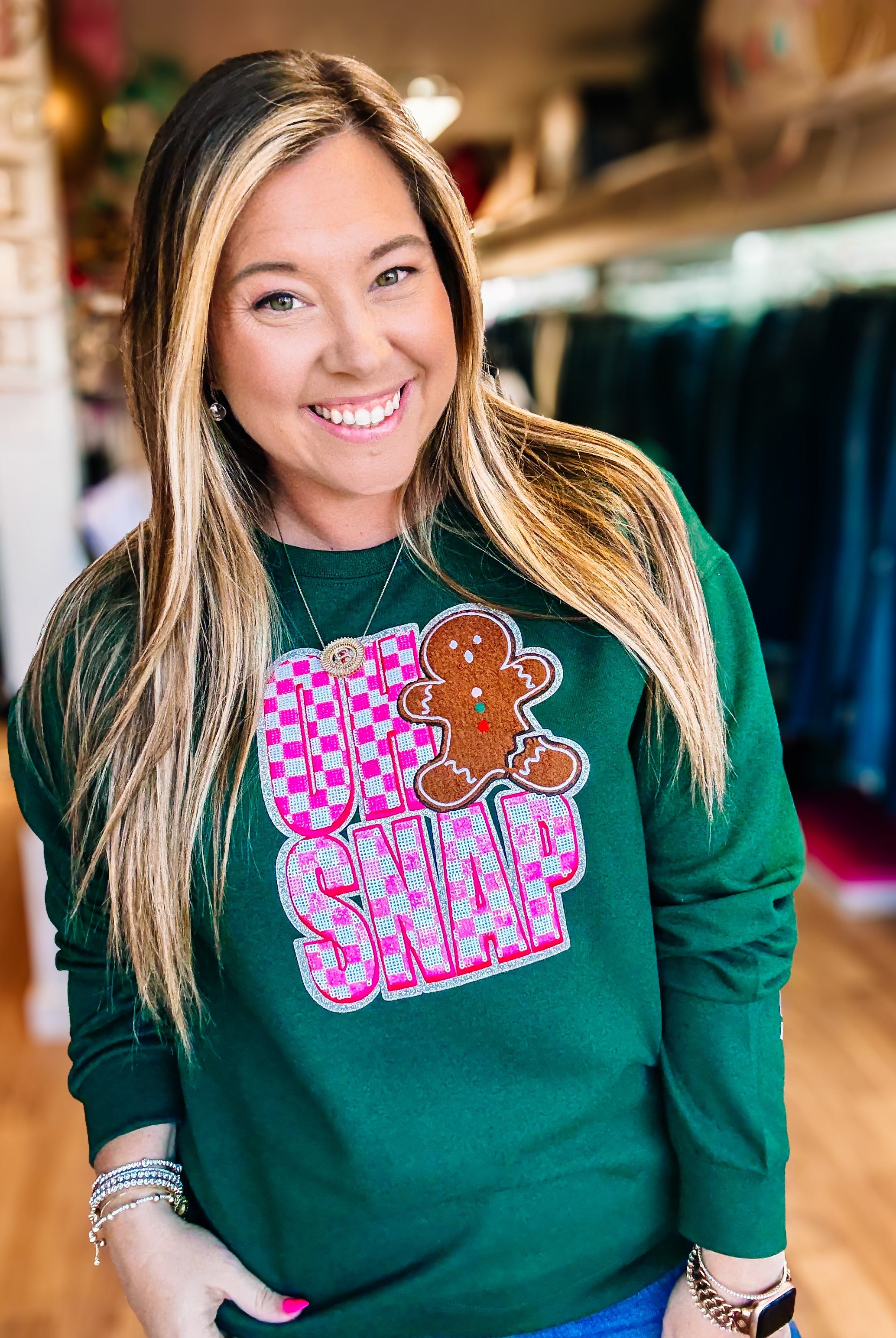 Oh Snap! Gingerbread Pullover-Graphic Tops-Dear Me Southern Boutique, located in DeRidder, Louisiana