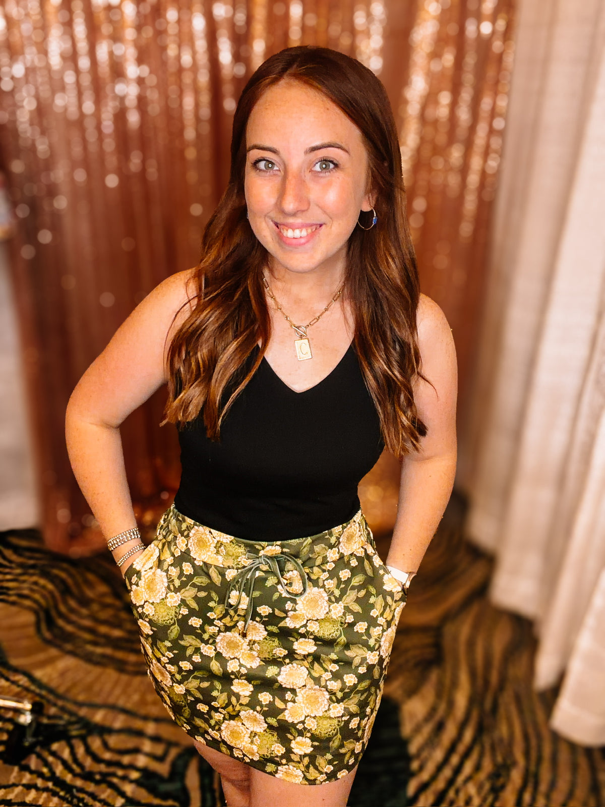 Olive Blossom Everyday Skort-Presales-Dear Me Southern Boutique, located in DeRidder, Louisiana