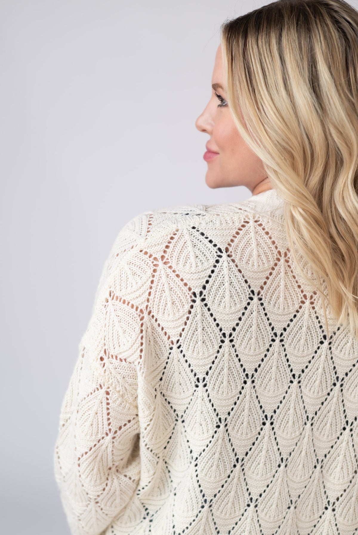 Open Knit Cardigan - Ivory-Cardigans-Dear Me Southern Boutique, located in DeRidder, Louisiana