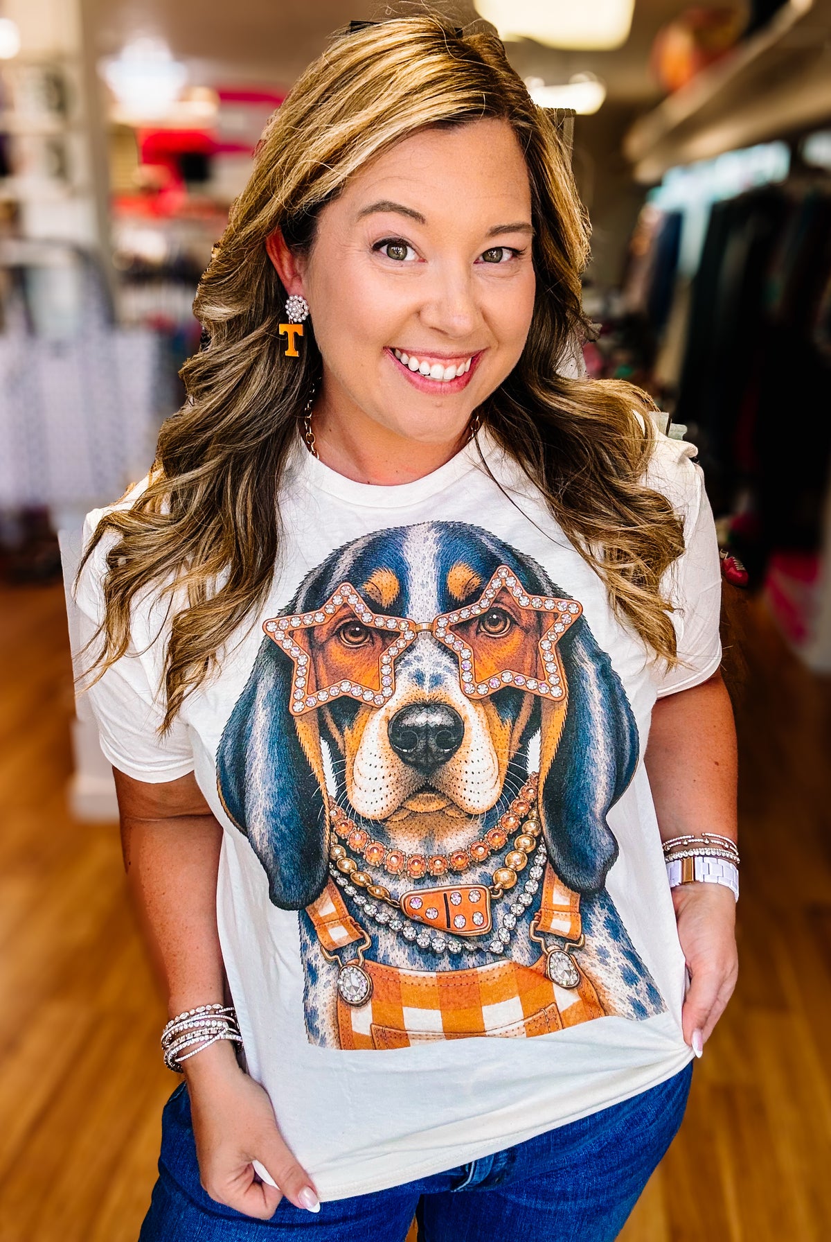 Orange Outlaw Bougie Rhinestone Tee-Tees-Dear Me Southern Boutique, located in DeRidder, Louisiana