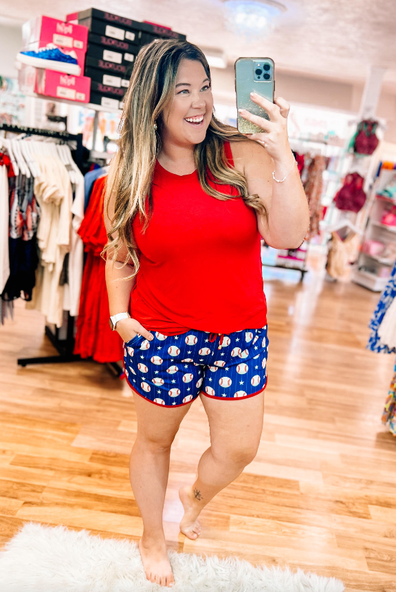 Out Of Your League Baseball Everyday Drawstring Shorts-Shorts-Dear Me Southern Boutique, located in DeRidder, Louisiana