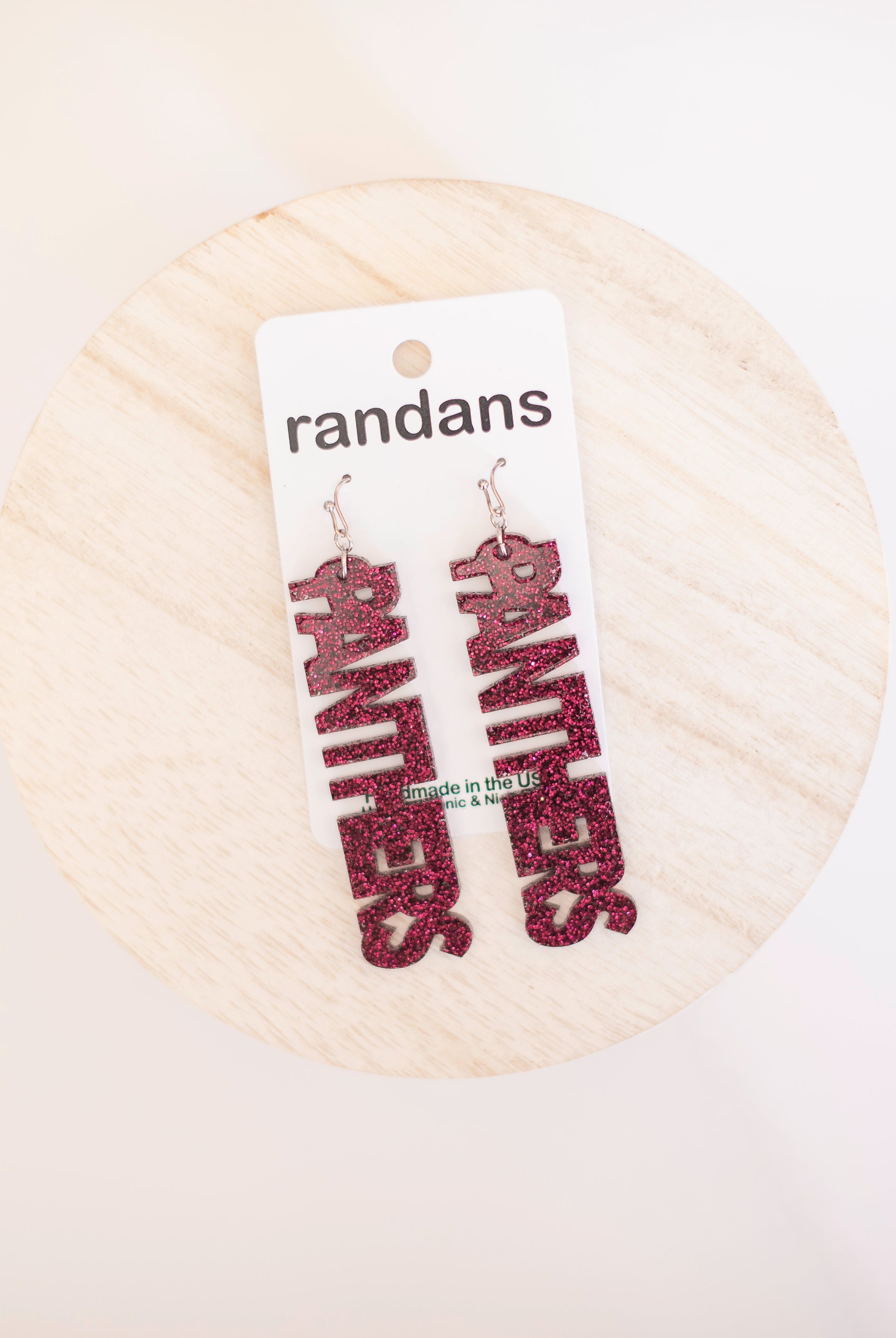 PANTHERS Randans Dangles-Earrings-Dear Me Southern Boutique, located in DeRidder, Louisiana