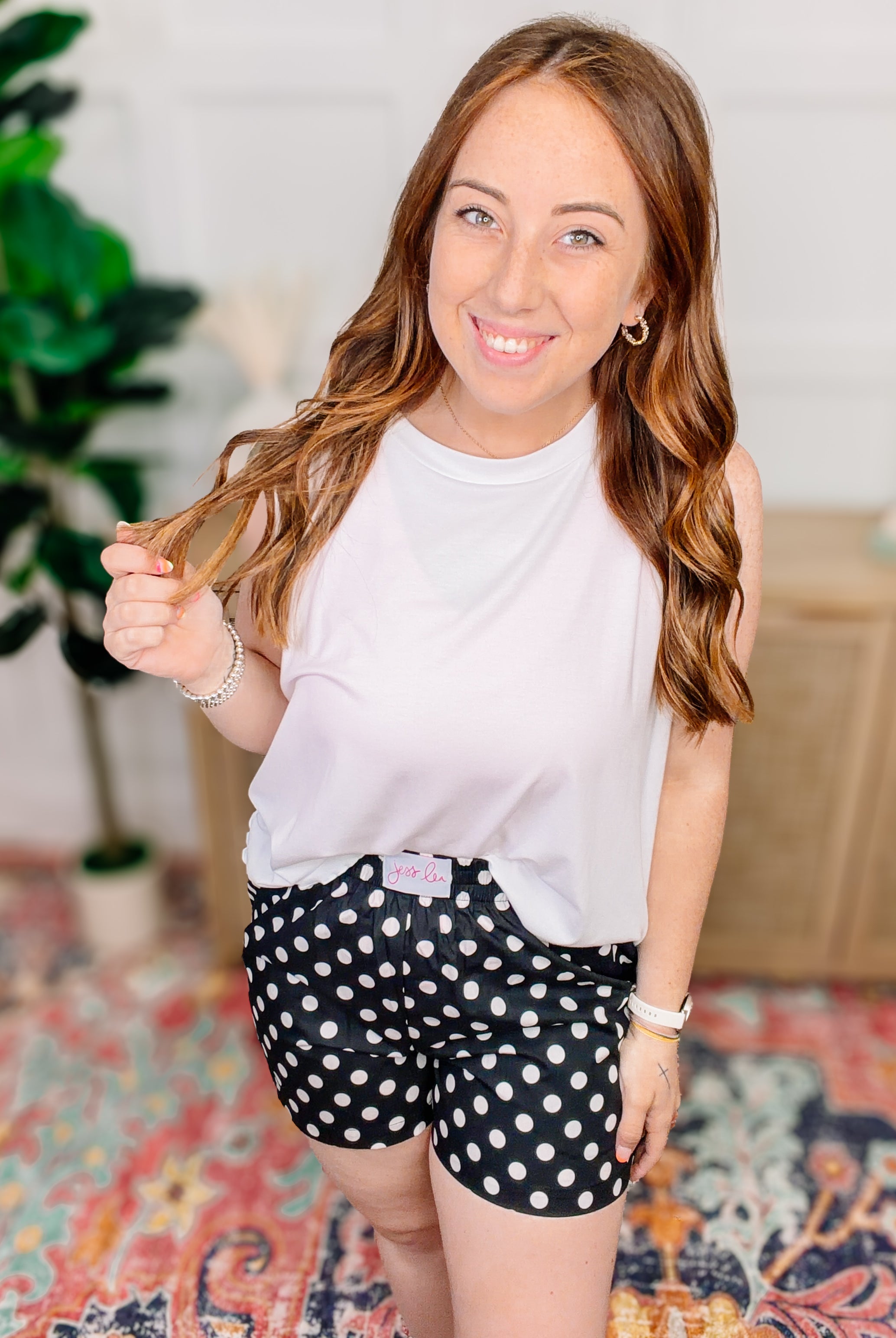 PREORDER: Easy Win Polka Dot Boxer Shorts- Black-Bottoms-Dear Me Southern Boutique, located in DeRidder, Louisiana
