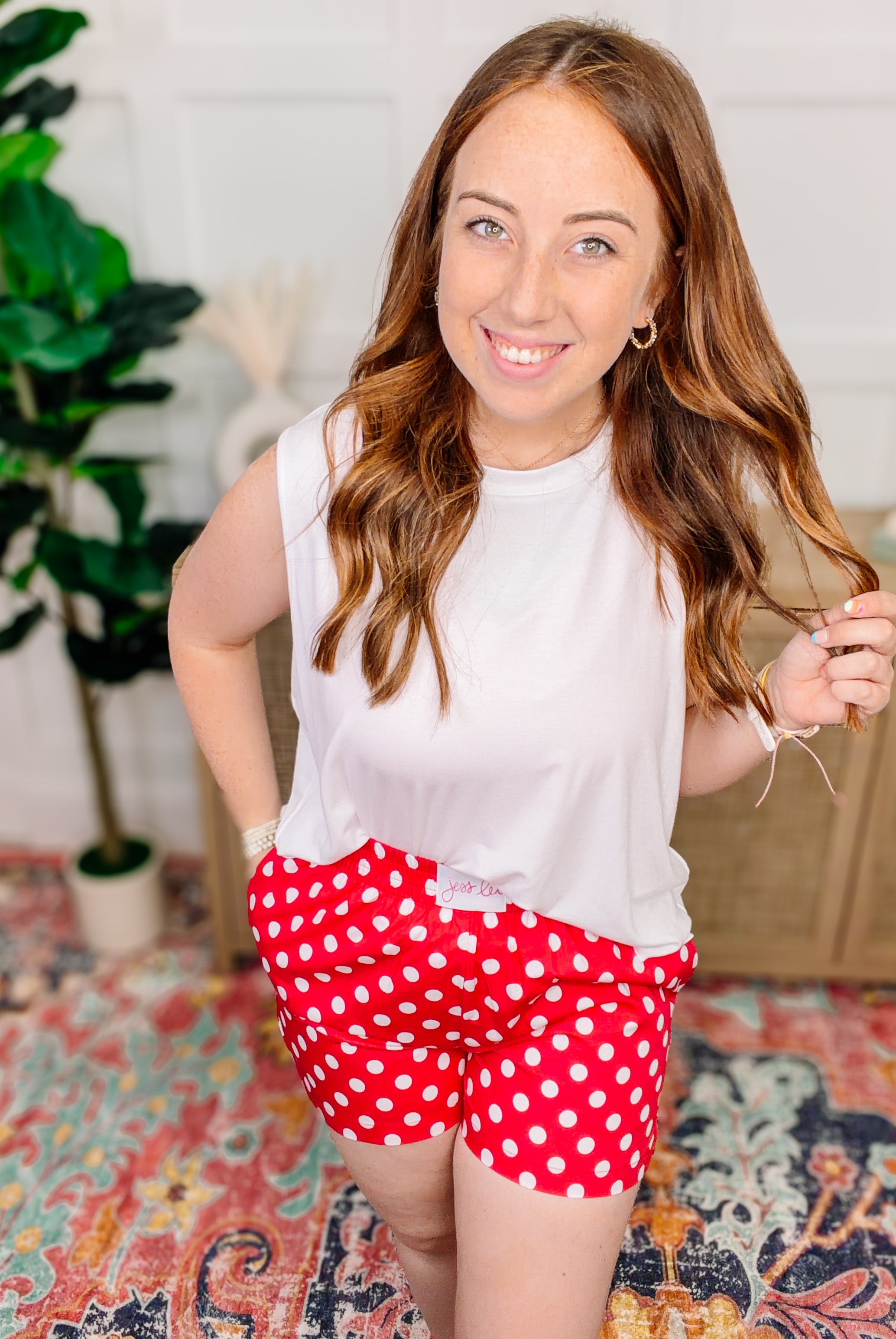 PREORDER: Easy Win Polka Dot Boxer Shorts- Red-Bottoms-Dear Me Southern Boutique, located in DeRidder, Louisiana