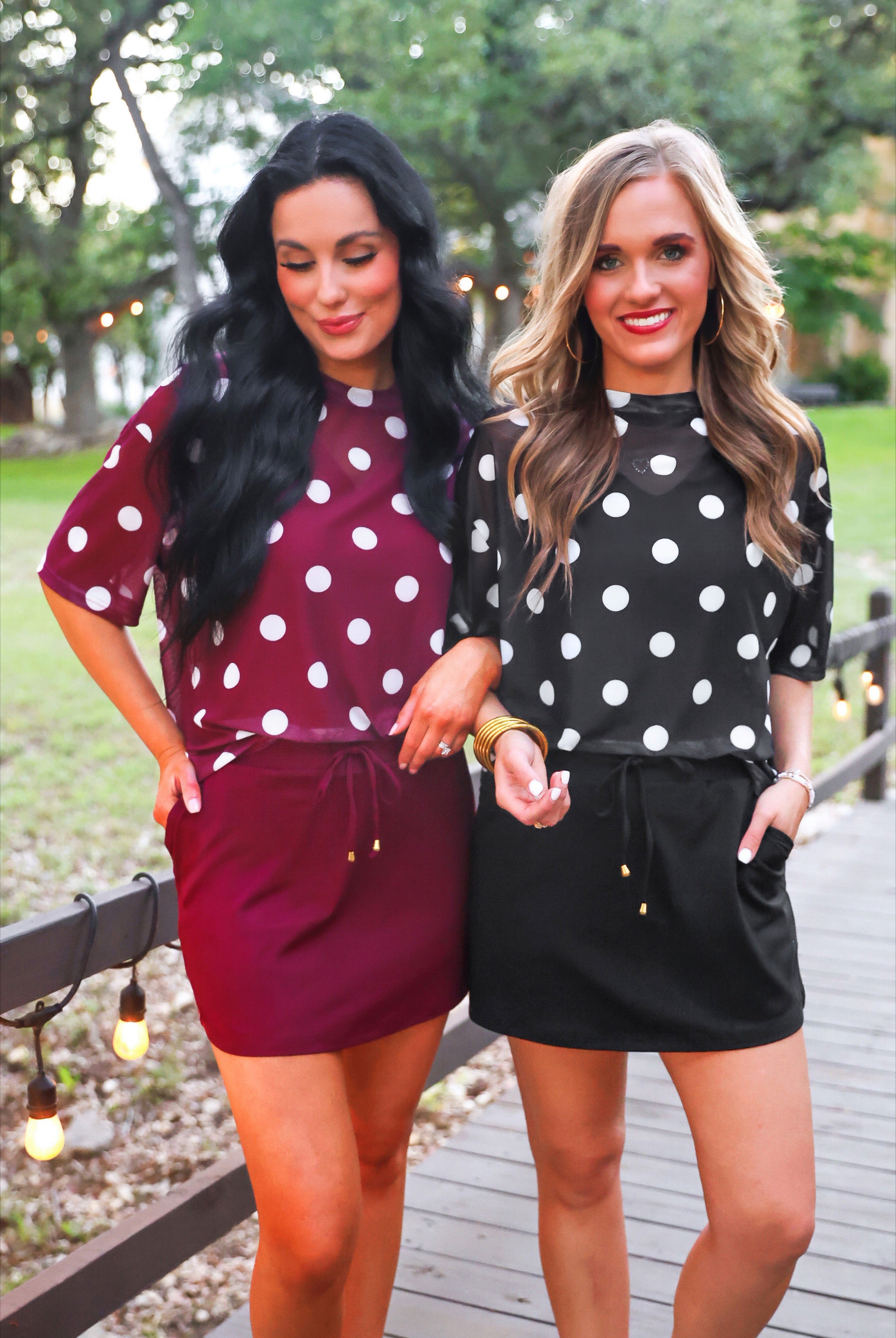 PREORDER- Emma Mesh Tee- After Dark Polka Dot-Top-Dear Me Southern Boutique, located in DeRidder, Louisiana