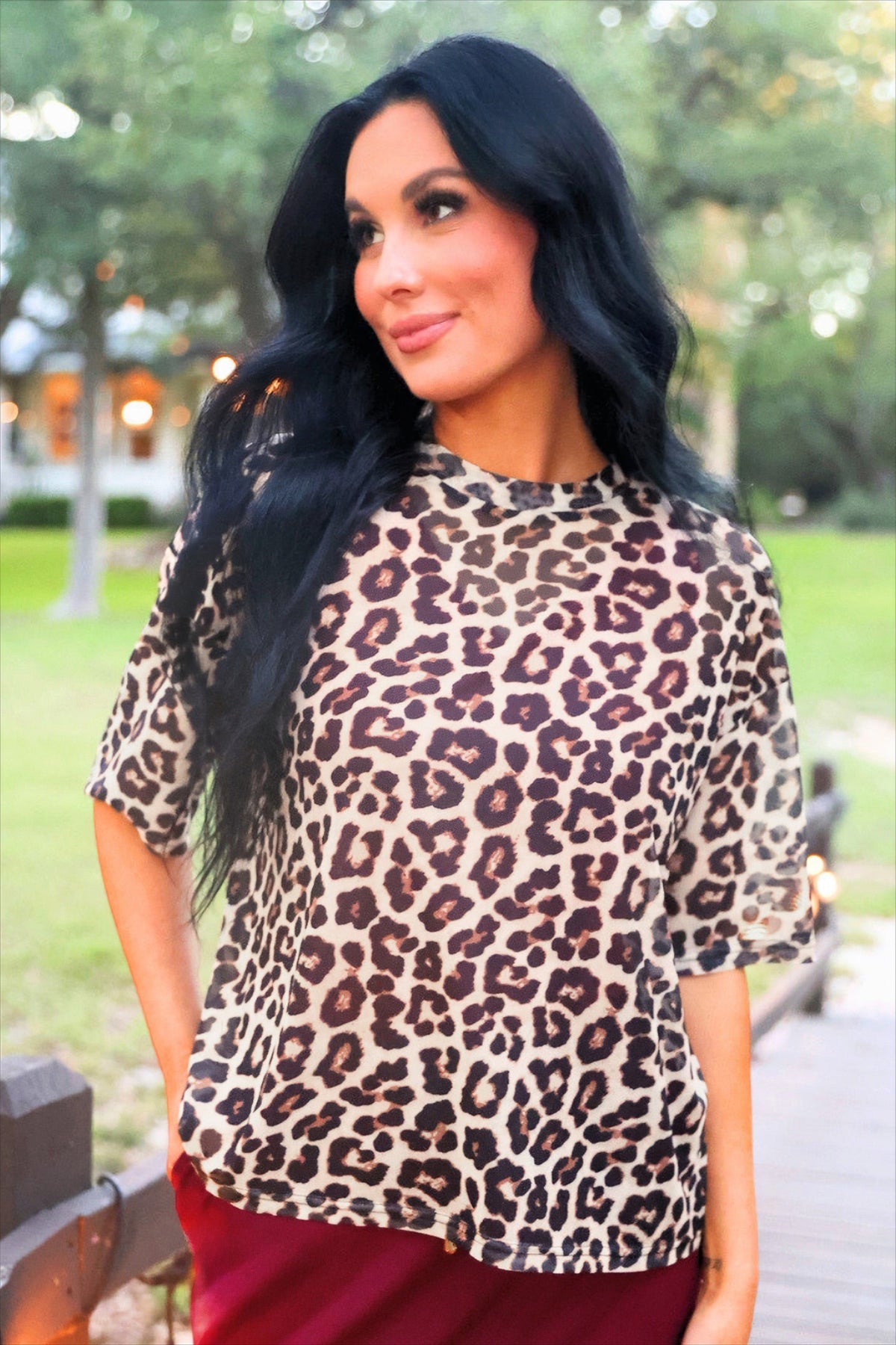 PREORDER- Emma Mesh Tee- Safari Chic-Presales-Dear Me Southern Boutique, located in DeRidder, Louisiana