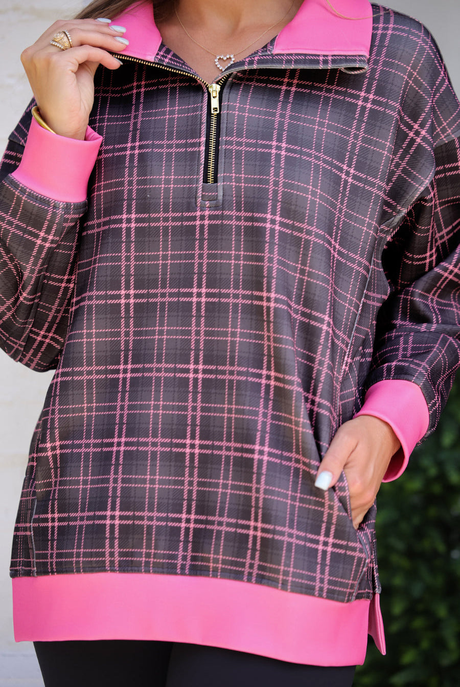 PREORDER- Everyday Pullover- Ellie Plaid-pullover-Dear Me Southern Boutique, located in DeRidder, Louisiana