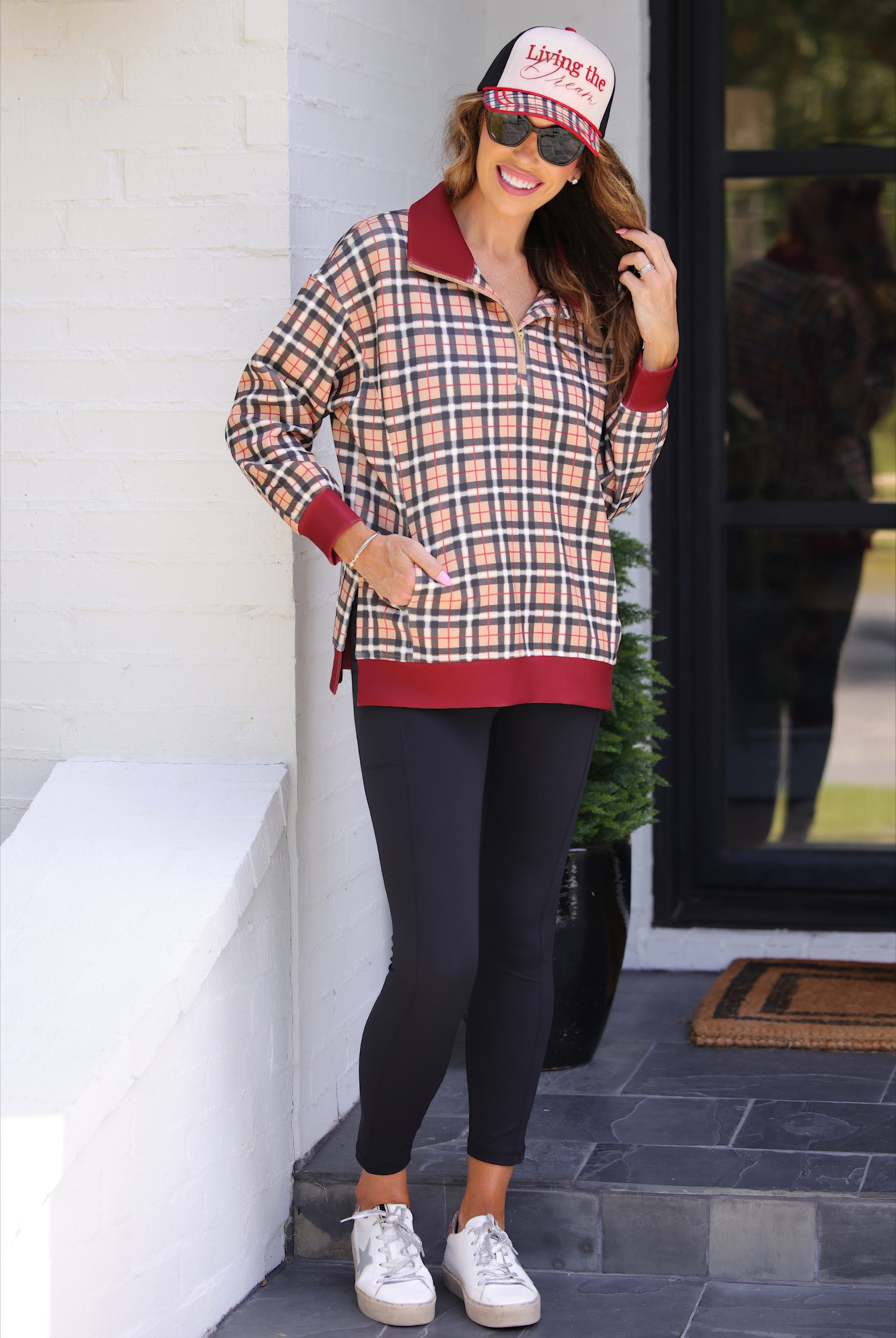 PREORDER- Everyday Pullover- Nora Plaid-pullover-Dear Me Southern Boutique, located in DeRidder, Louisiana