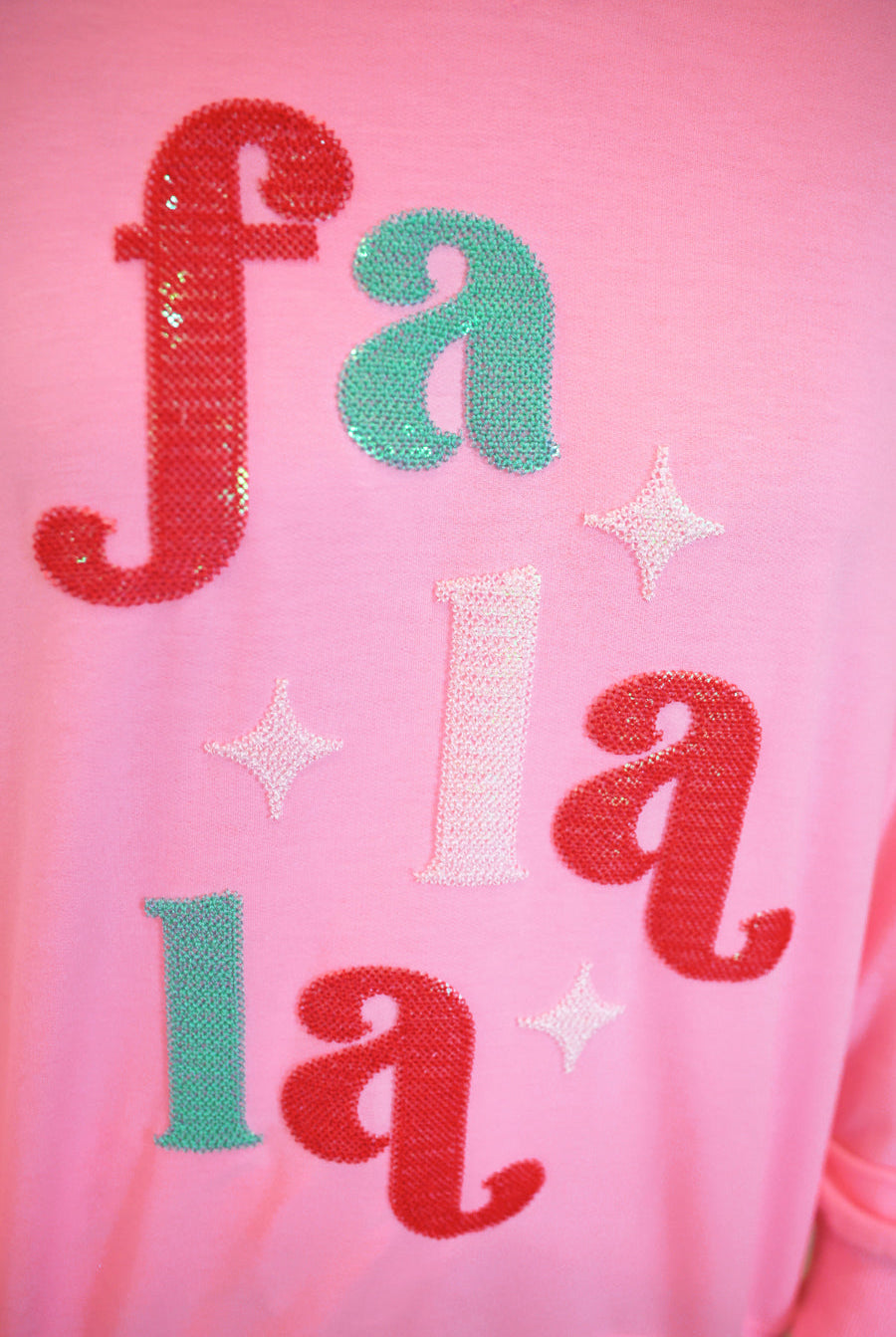 PREORDER- Fa La La French Terry Pullover-pullover-Dear Me Southern Boutique, located in DeRidder, Louisiana