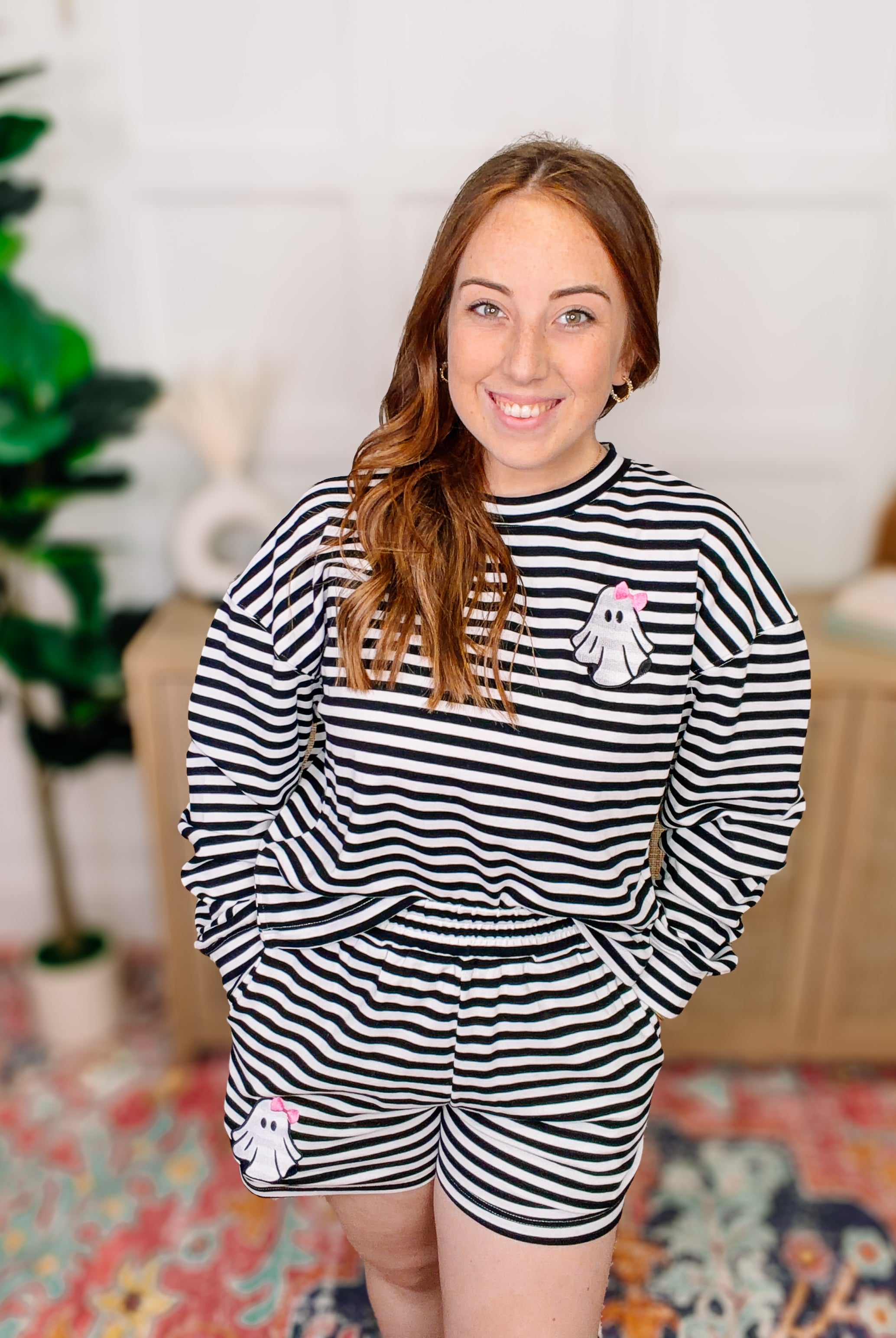 PREORDER: Gigi the Ghost Striped Set-Pajamas-Dear Me Southern Boutique, located in DeRidder, Louisiana