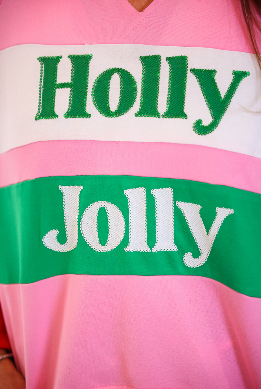 PREORDER- Holly Jolly Color Block Pullover-Pullover-Dear Me Southern Boutique, located in DeRidder, Louisiana