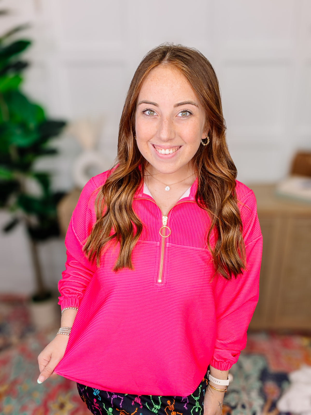 PREORDER: Levi Ribbed Quarter Zip Pullover- Pink-Presales-Dear Me Southern Boutique, located in DeRidder, Louisiana