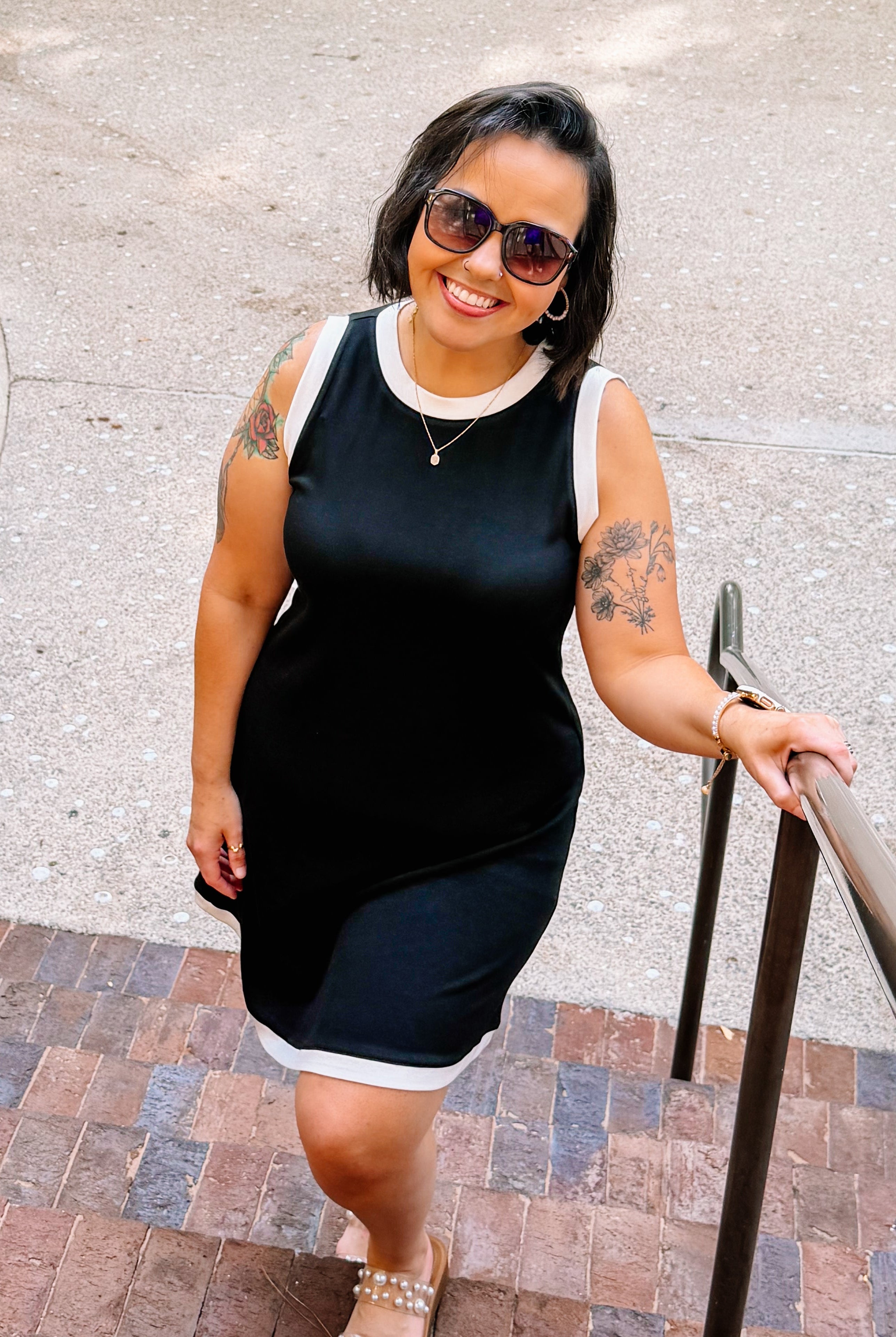 PREORDER: Lucy Scuba Tank Dress - Black and White-Dresses-Dear Me Southern Boutique, located in DeRidder, Louisiana