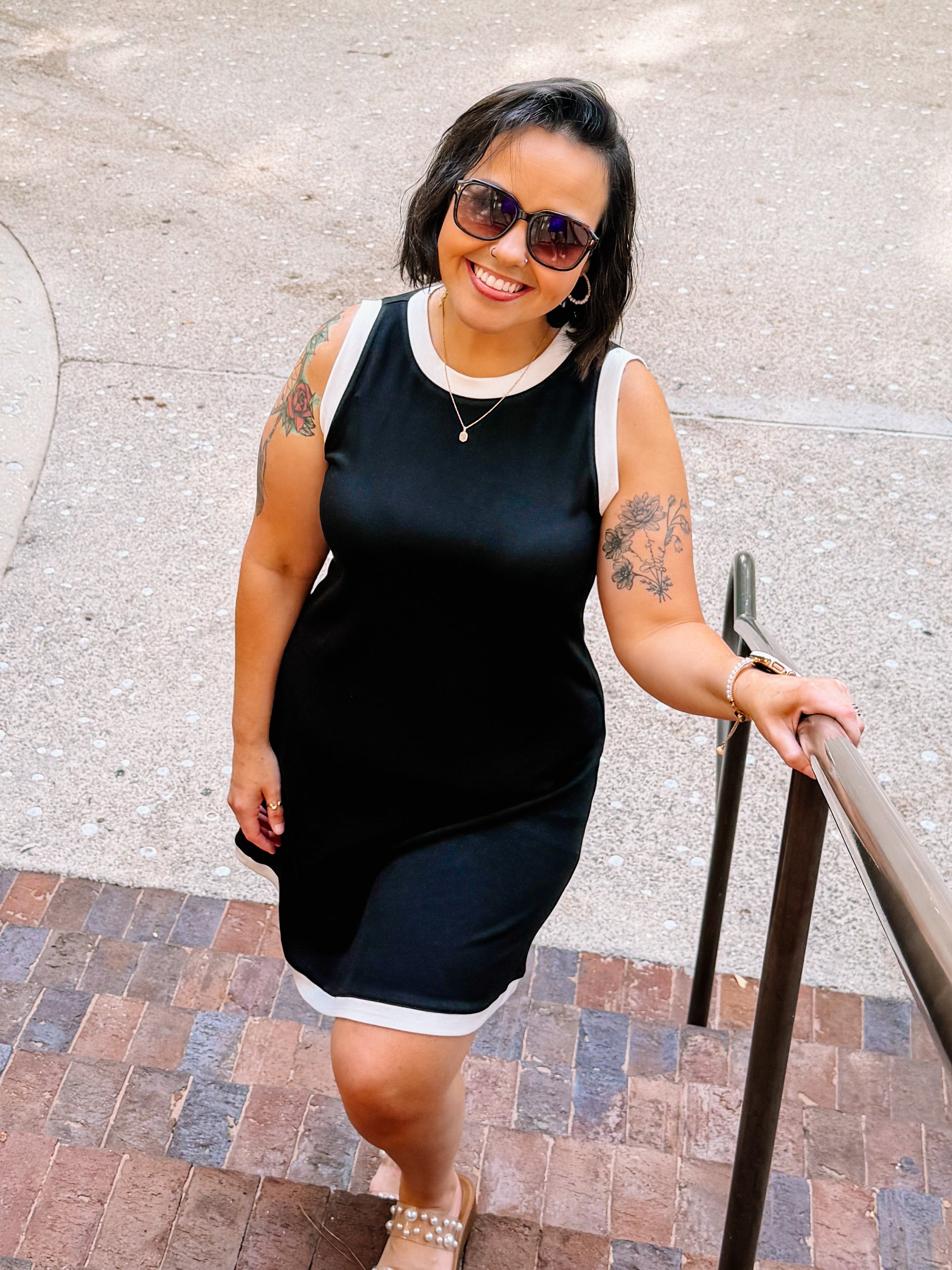 PREORDER: Lucy Scuba Tank Dress - Black and White-Dresses-Dear Me Southern Boutique, located in DeRidder, Louisiana