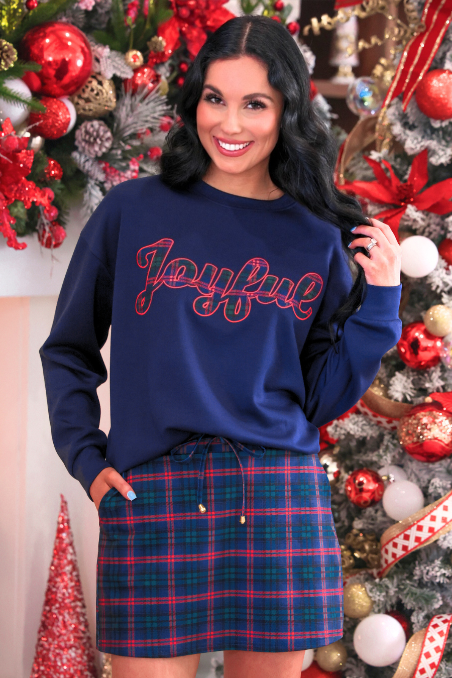 PREORDER- Navy Christmas Plaid Skort-Skort-Dear Me Southern Boutique, located in DeRidder, Louisiana
