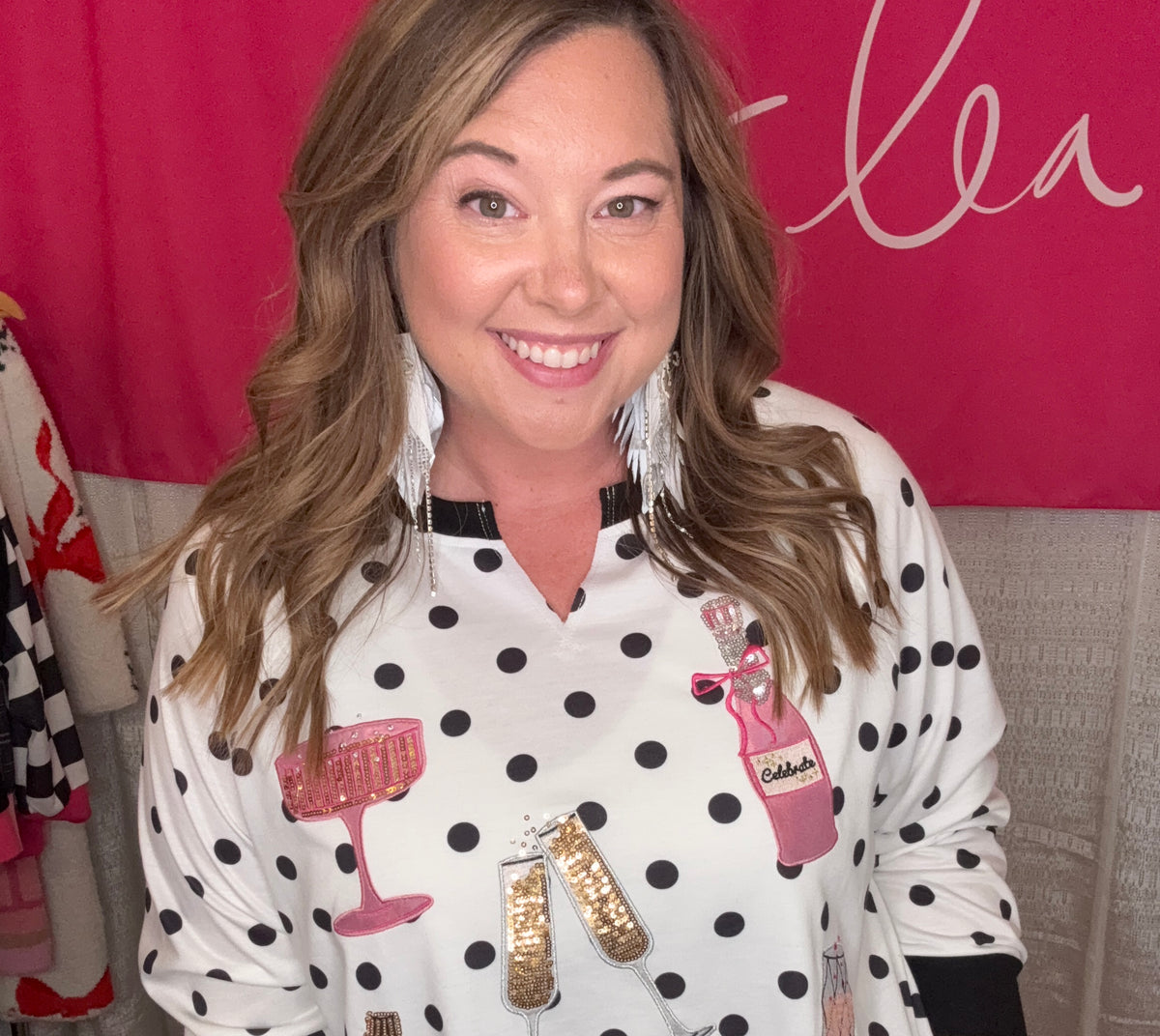 PREORDER - Polka Dot Cheers Terry Pullover-Presales-Dear Me Southern Boutique, located in DeRidder, Louisiana