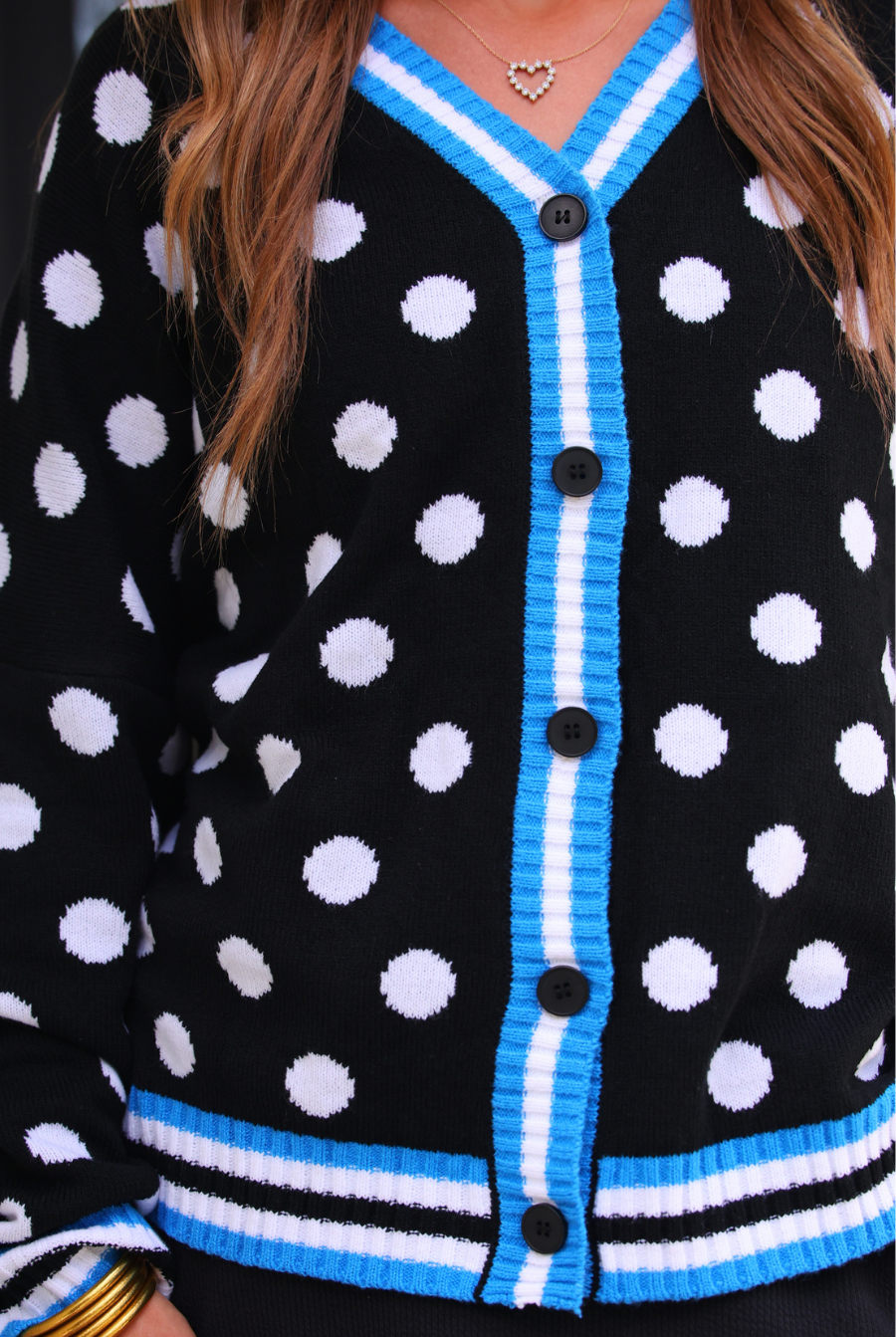 PREORDER- Polka Dot Knit Cardigan-Cardigan-Dear Me Southern Boutique, located in DeRidder, Louisiana