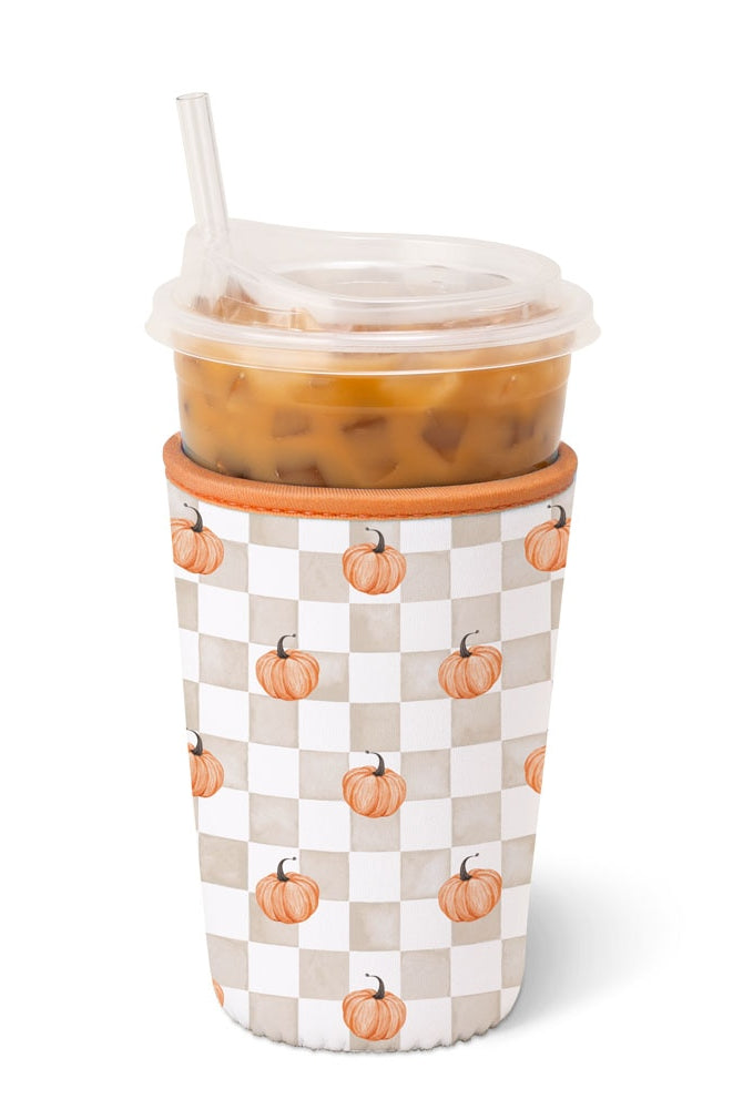 PREORDER-Pumpkin Check Iced Cup Coolie-Drink Coolies-Dear Me Southern Boutique, located in DeRidder, Louisiana