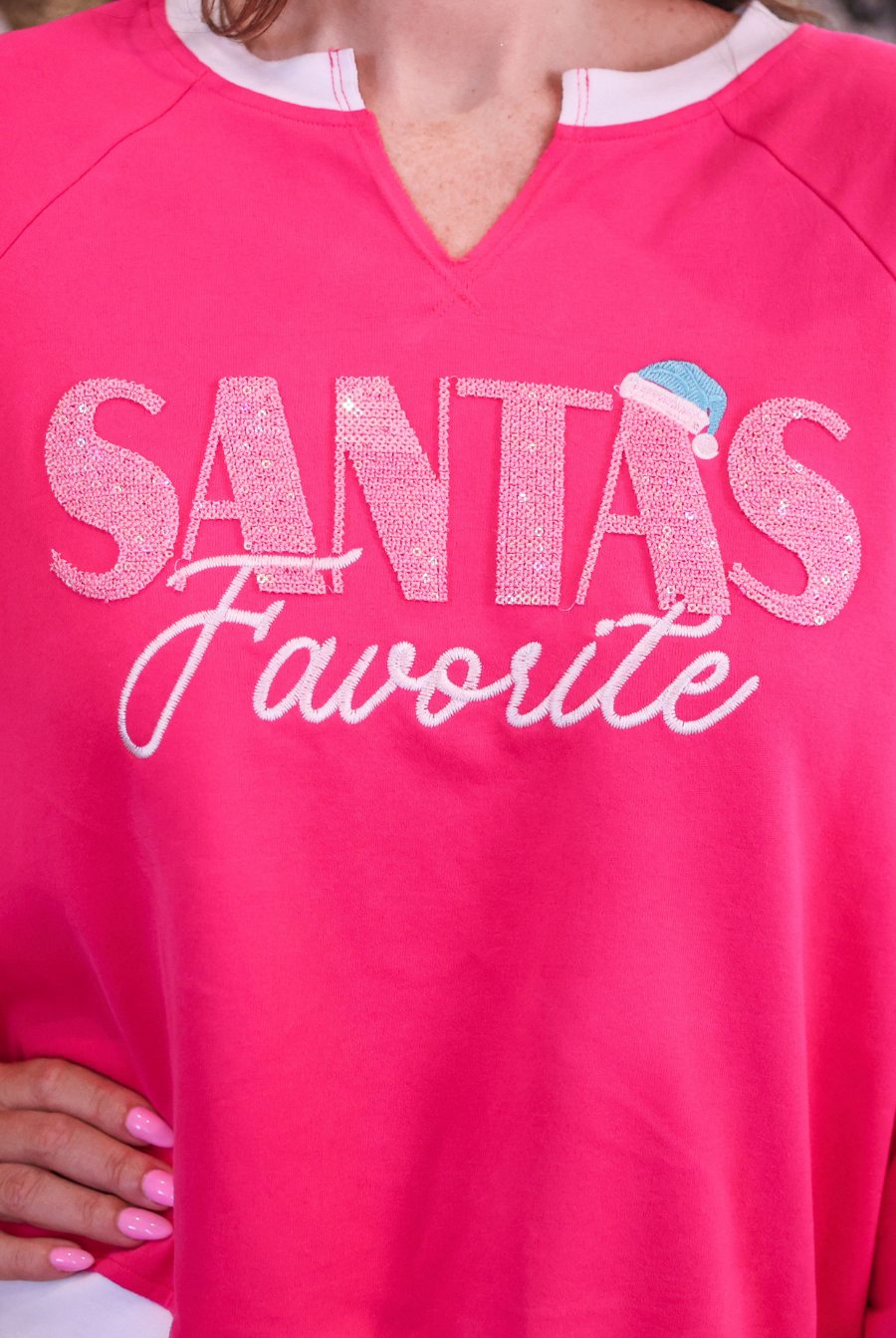 PREORDER- Santa’s Favorite French Terry Pullover-Pullover-Dear Me Southern Boutique, located in DeRidder, Louisiana