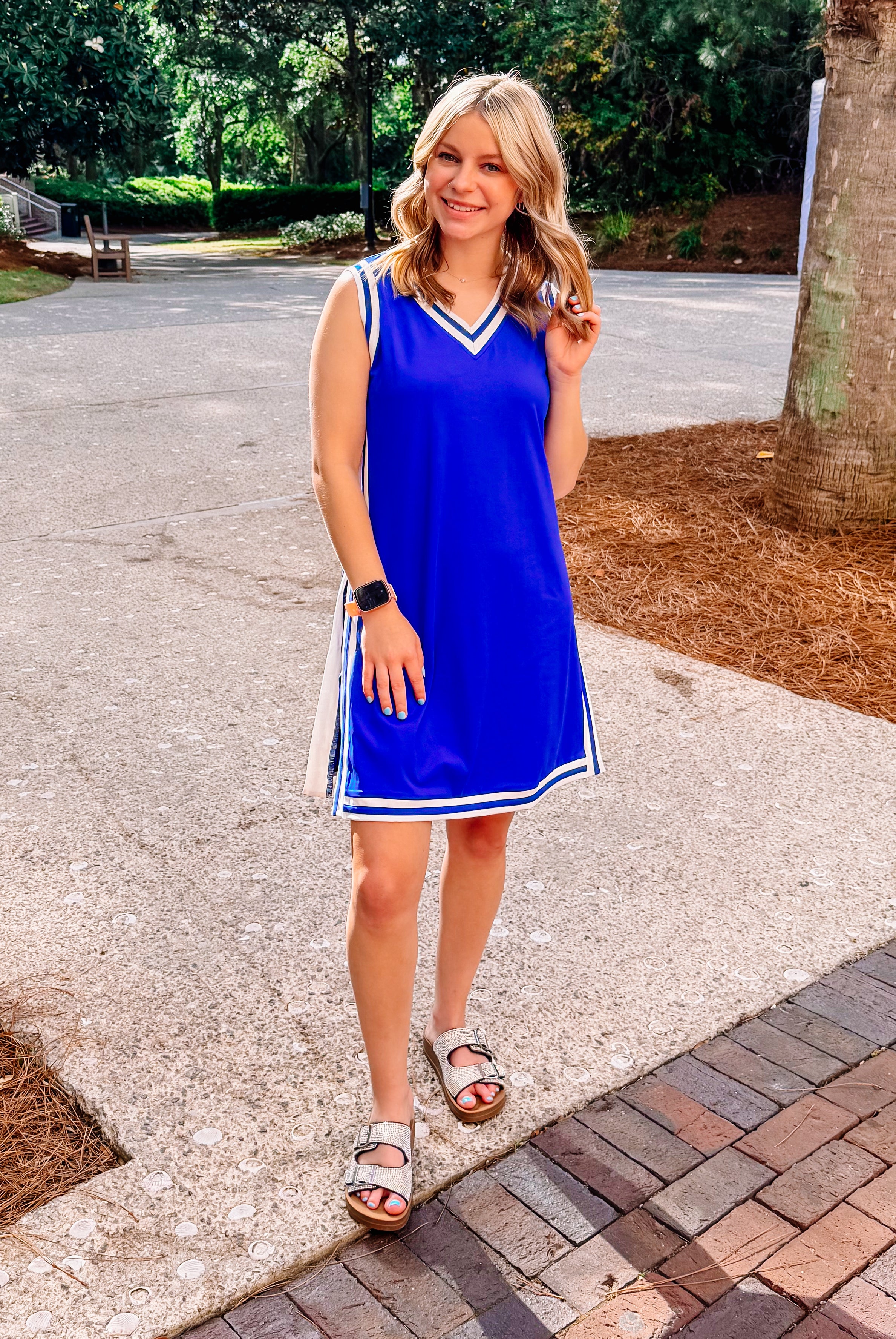 PREORDER: Sideline Tunic Biker Set- Blue-Dear Me Southern Boutique, located in DeRidder, Louisiana