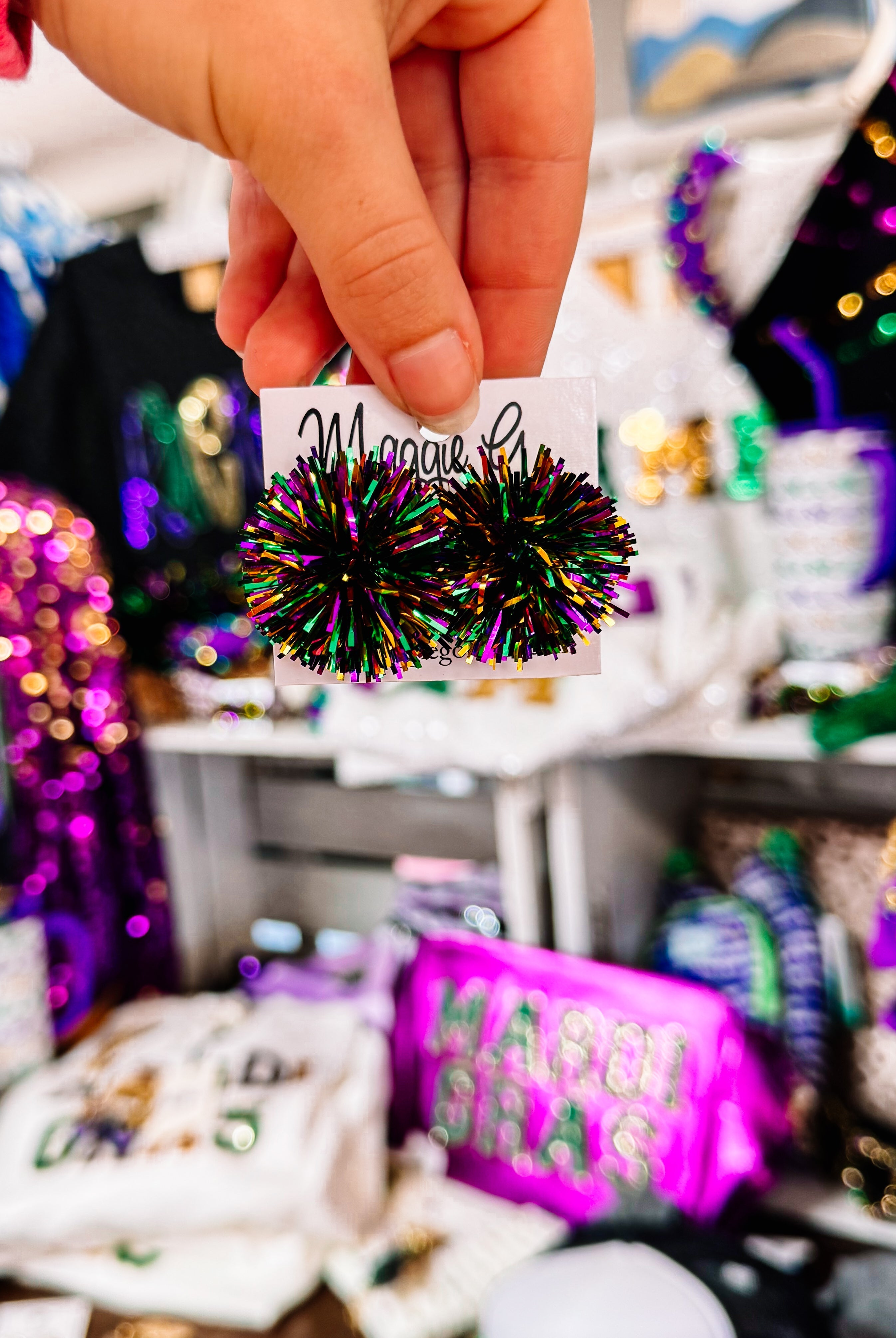 Parade PomPom Stud Earrings-Earrings-Dear Me Southern Boutique, located in DeRidder, Louisiana