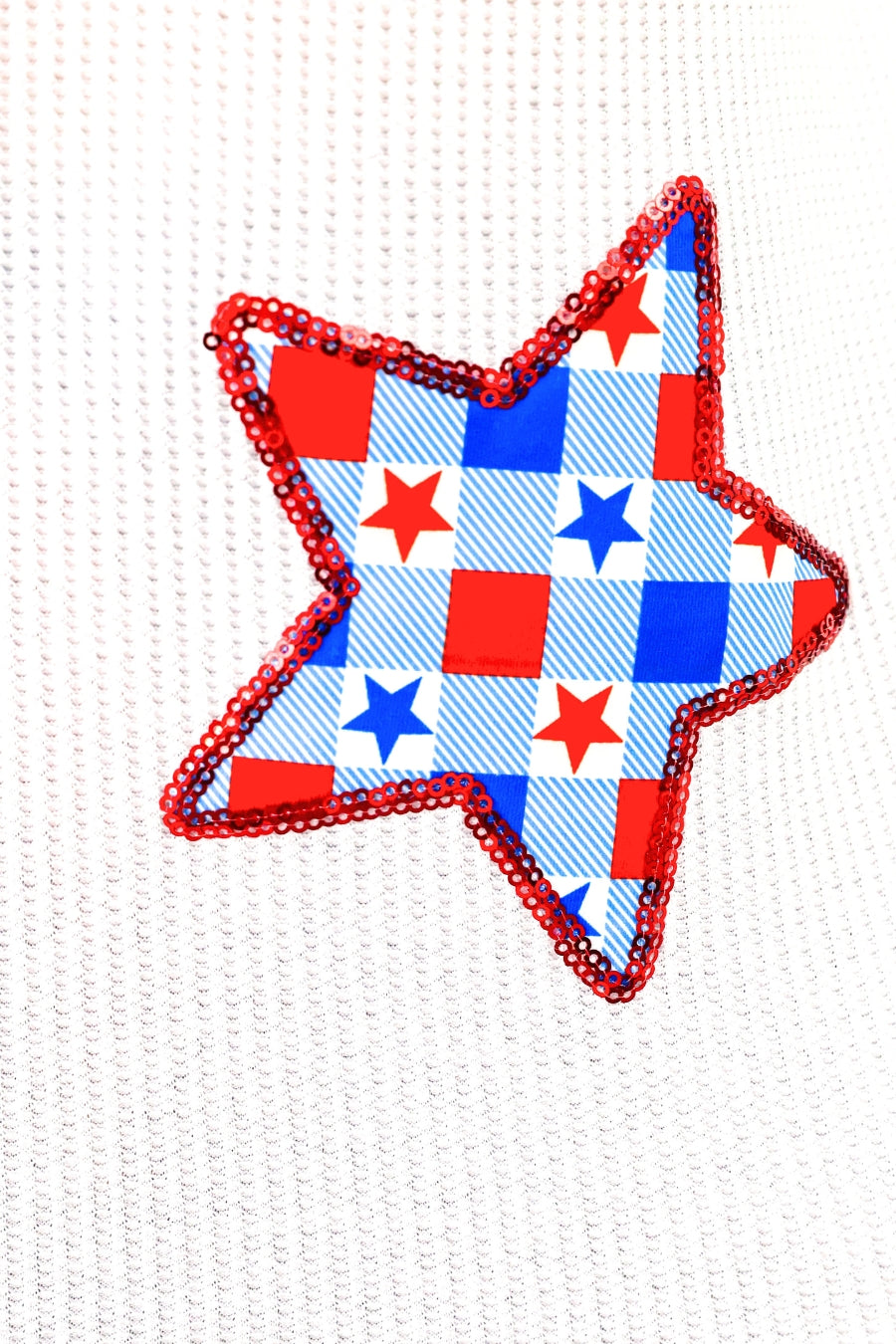 Patriotic Stars Patch Tee-Top-Dear Me Southern Boutique, located in DeRidder, Louisiana