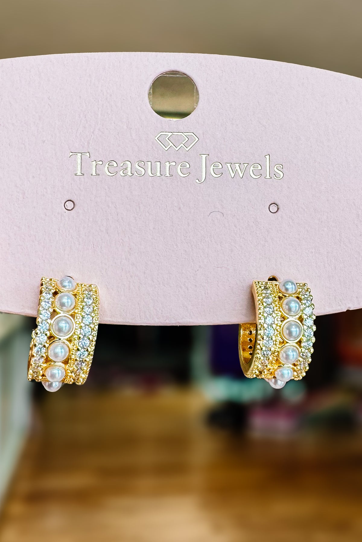 Pearly Glam Huggies-Jewelry - Earrings-Dear Me Southern Boutique, located in DeRidder, Louisiana