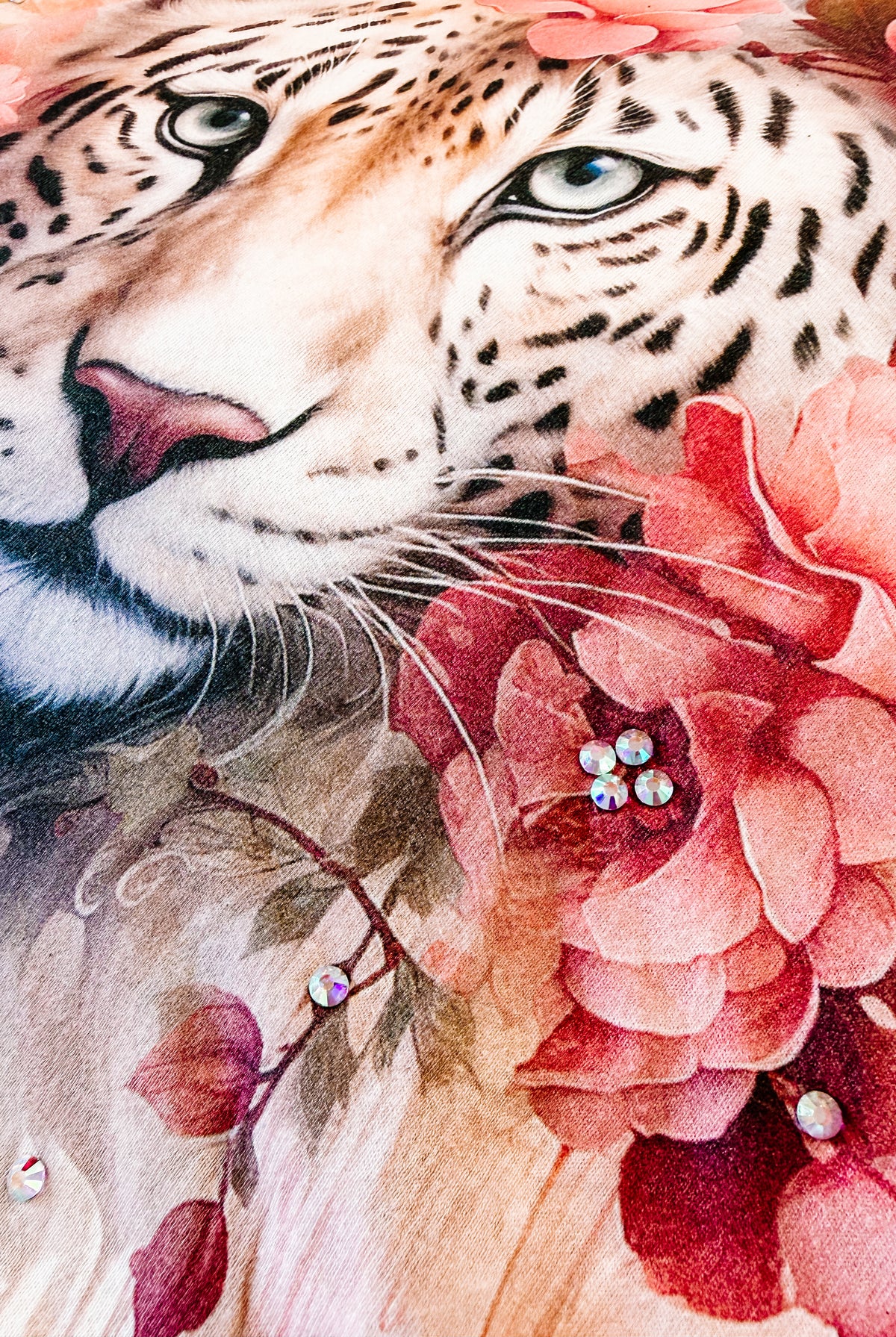 Petals & Power Leopard Bougie Rhinestone Tee-Tees-Dear Me Southern Boutique, located in DeRidder, Louisiana