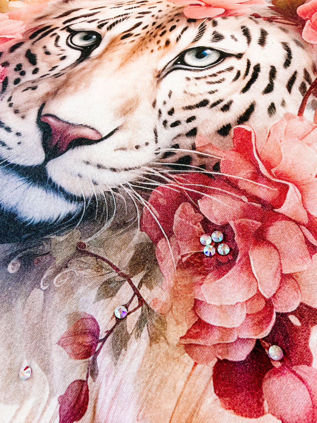 Petals & Power Leopard Bougie Rhinestone Tee-Tees-Dear Me Southern Boutique, located in DeRidder, Louisiana