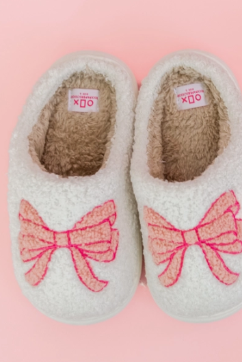 Pink Bow Slippers - Kids-JAG Shoes-Dear Me Southern Boutique, located in DeRidder, Louisiana