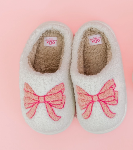 Pink Bow Slippers - Kids-JAG Shoes-Dear Me Southern Boutique, located in DeRidder, Louisiana
