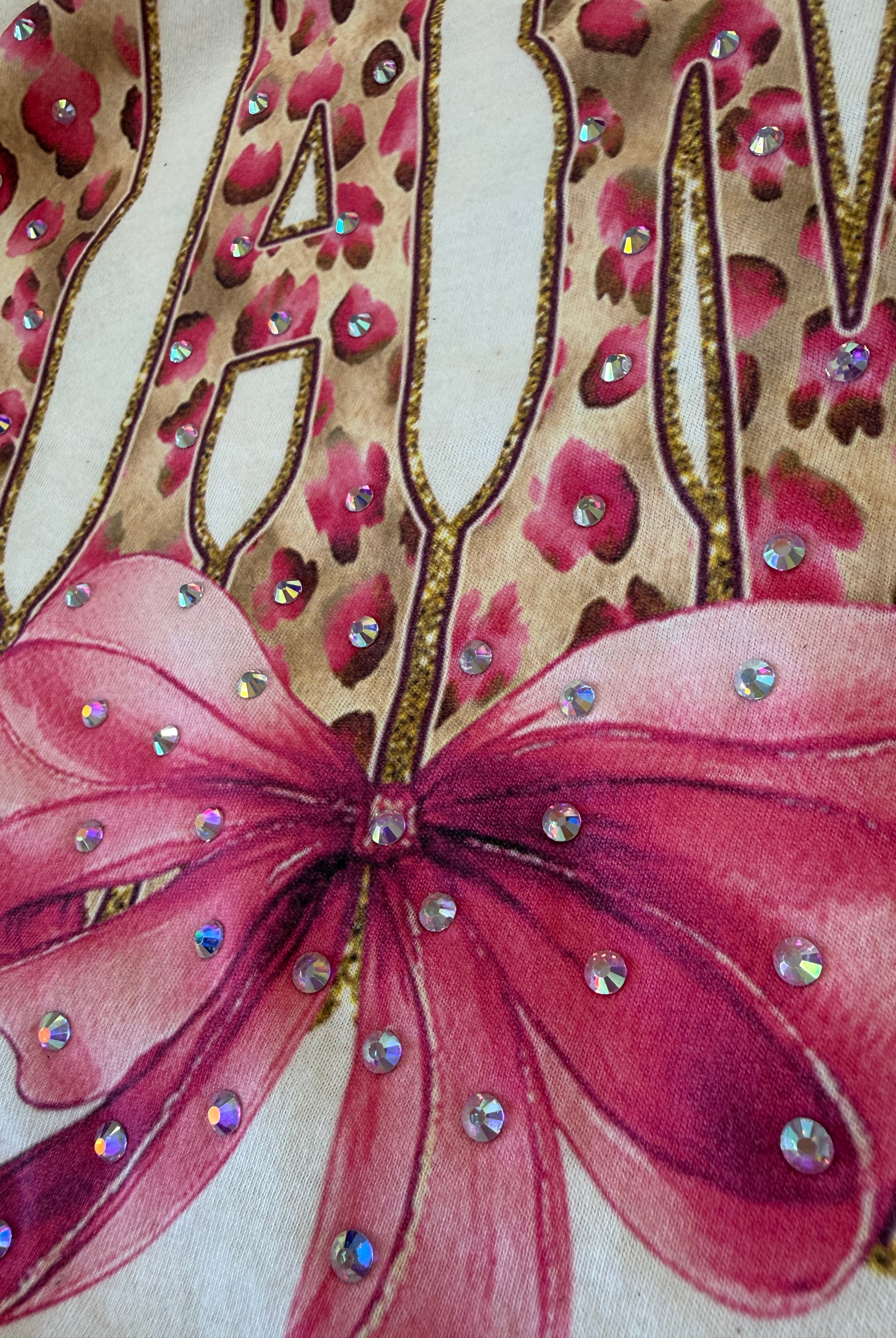 Pink Cheetah Mama Bougie Rhinestone Tee-Dear Me Southern Boutique, located in DeRidder, Louisiana