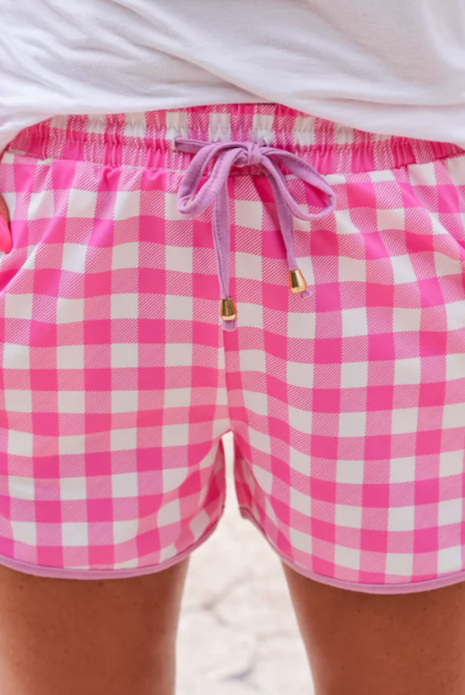 Pink Gingham Everyday Shorts-Presales-Dear Me Southern Boutique, located in DeRidder, Louisiana