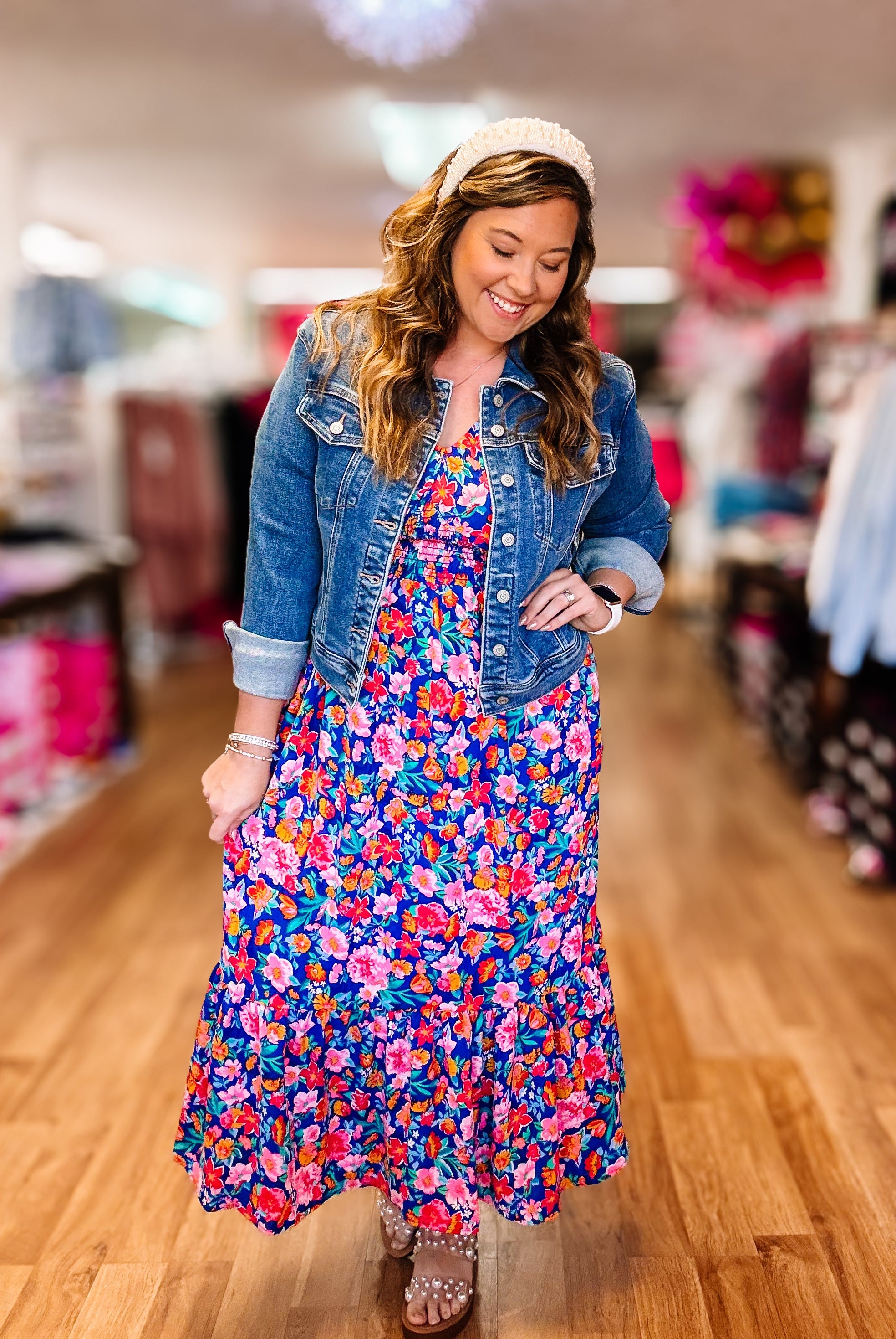 Pink Sunset Floral Maxi Dress-Maxi Dresses-Dear Me Southern Boutique, located in DeRidder, Louisiana